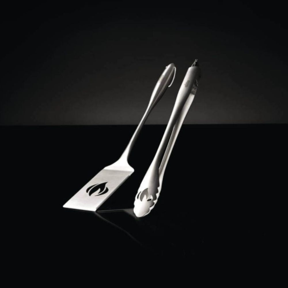 Napoleon 70033 Premium Stainless Steel 2-Piece BBQ Grill Tool Set - Spatula & Tongs for Outdoor Cooking, Backyard Grilling, and Camping