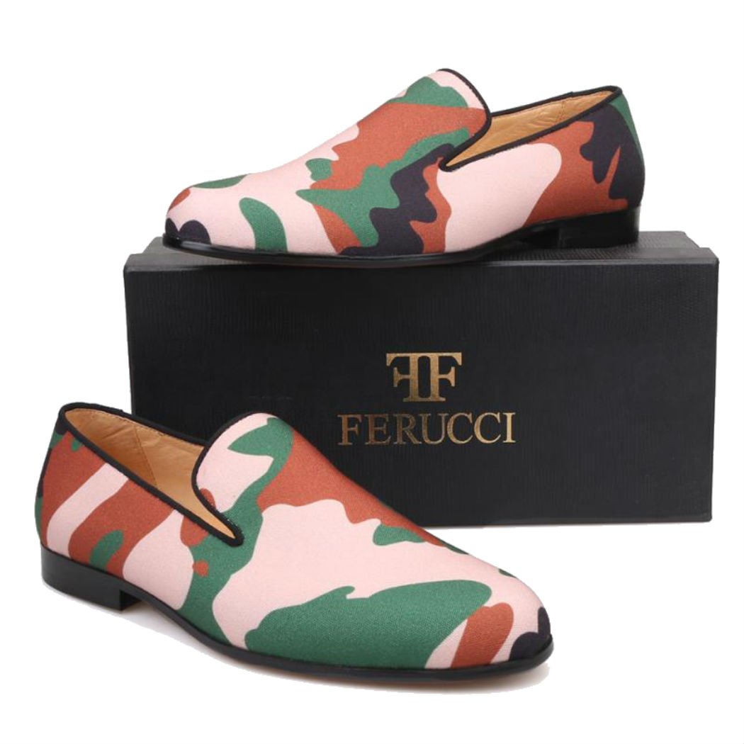 FERUCCI Handmade Men's Camouflage Slippers - Comfortable Flat Loafers for Indoor/Outdoor Wear - Perfect for Home, Lounge & Casual Outings