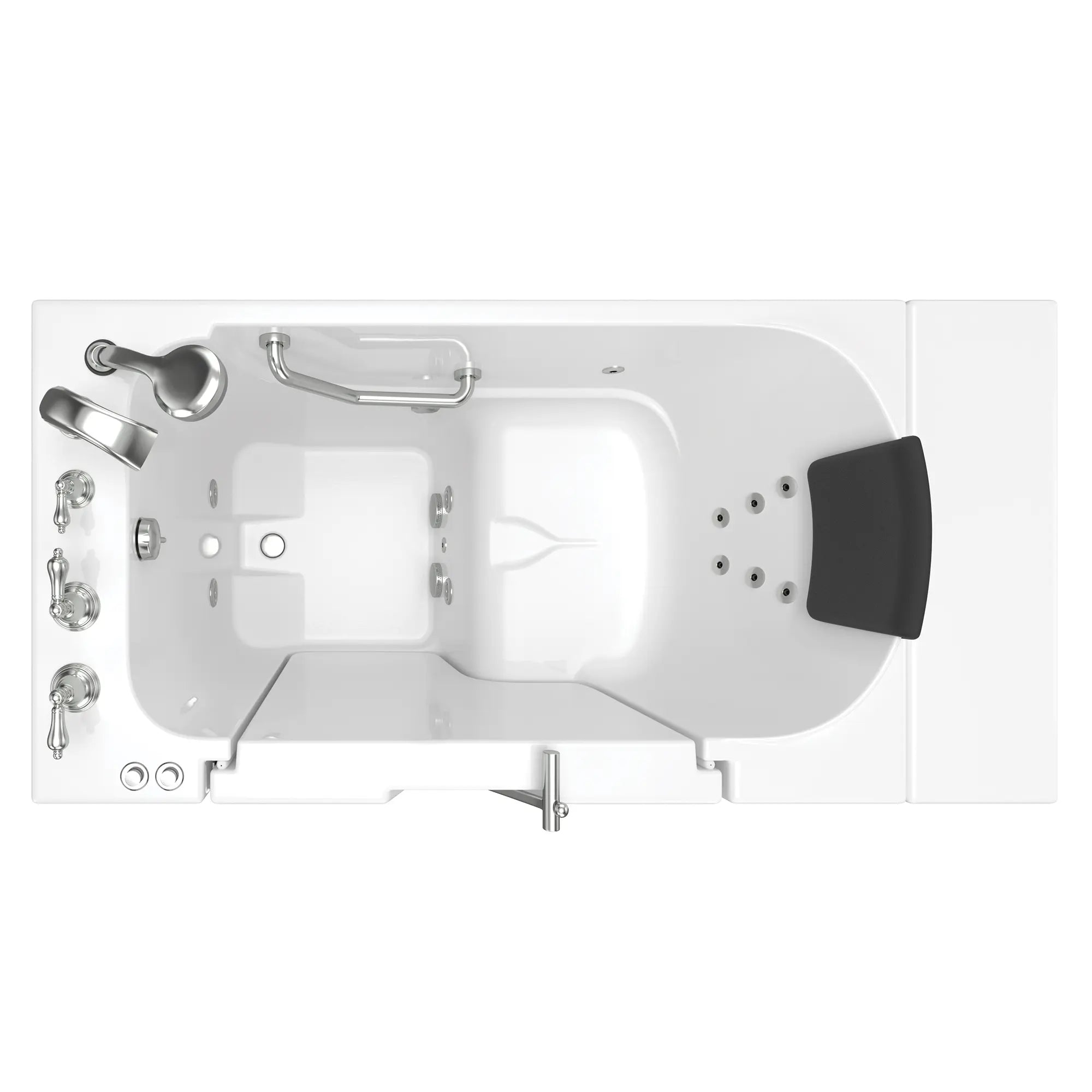 Premium Gelcoat 30 x 52 Inch Walk-in Bathtub with Whirlpool Jets - Left Hand Drain & Faucet - Ideal for Elderly & Mobility Support - Spa Relaxation at Home