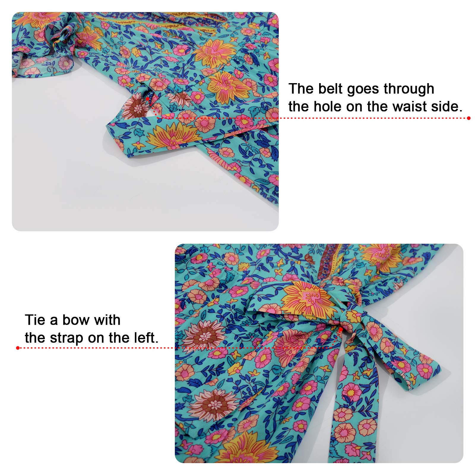 PopReal Mommy and Me Dresses - Boho Casual Maxi Dresses for Women & Girls, Floral Print V-Neck Wrap Summer Short Sleeve Dress | Perfect for Family Photos, Beach Vacations & Outdoor Events