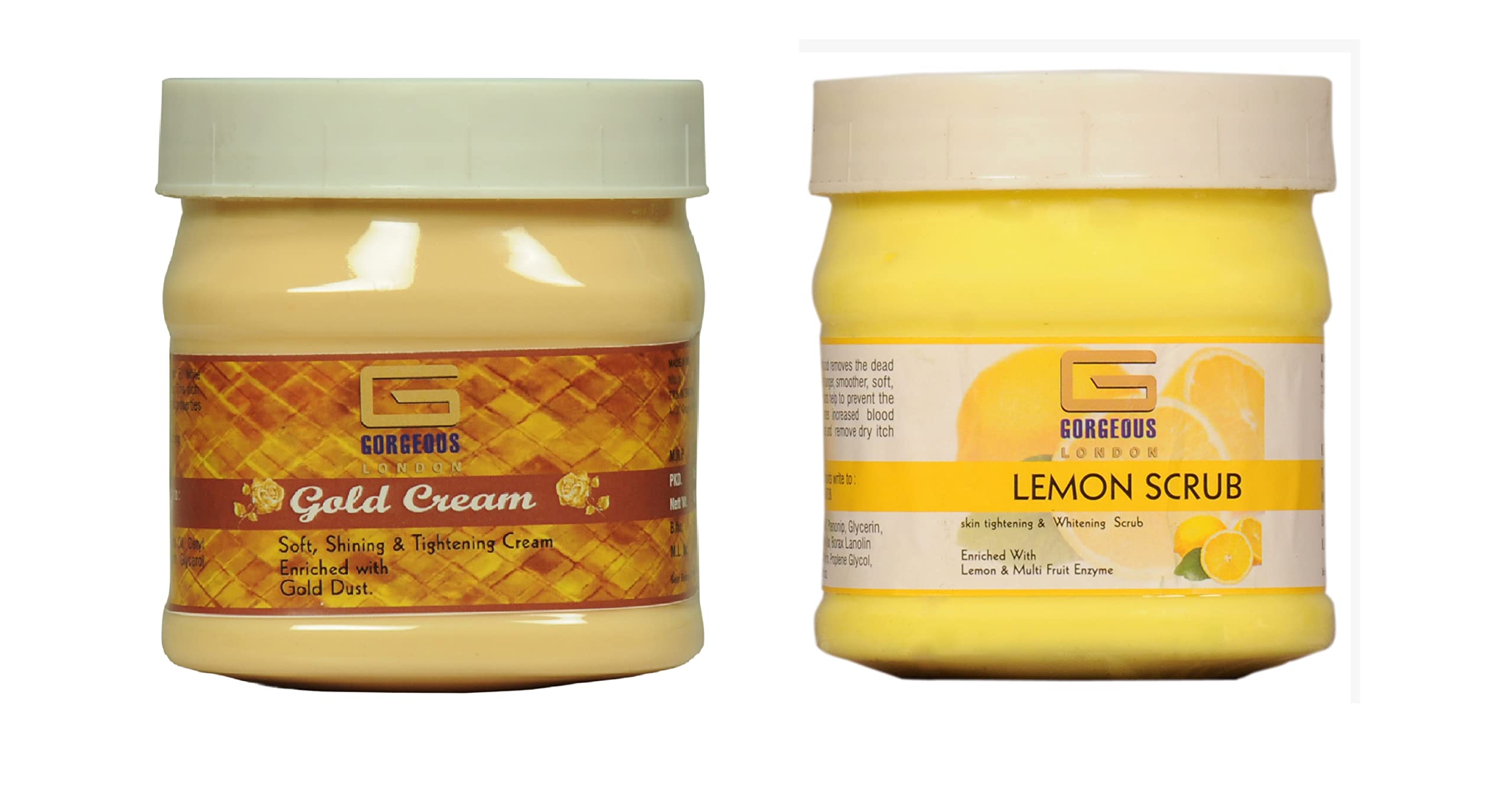 Luxury London Gold Cream & Lemon Scrub Duo - 2 Pack (450ml Each) | Exfoliating & Moisturizing Body Care for Spa Day & Self-Care Routine