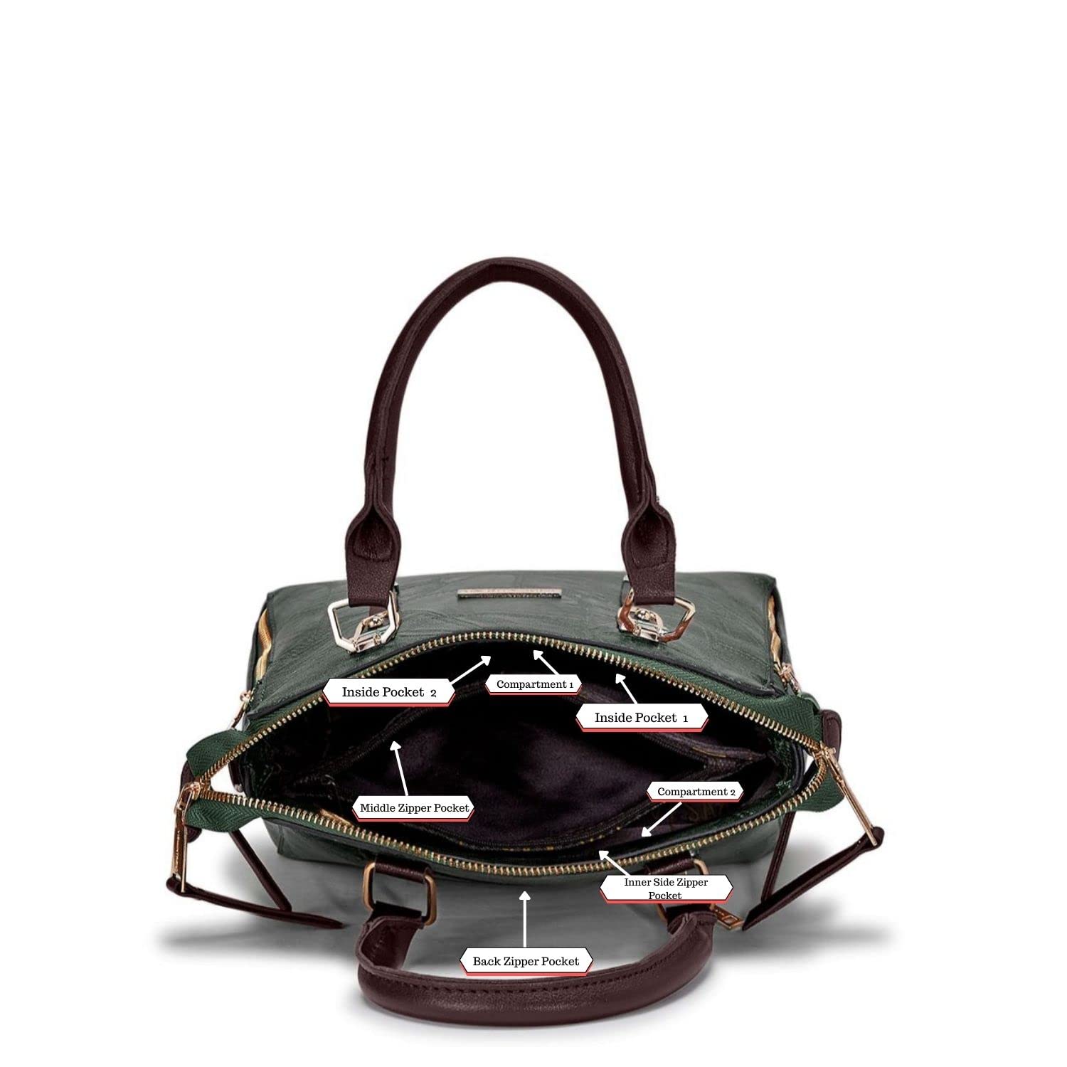 Stylish Women's Leather Tote Shoulder Bag with Tassel - Green & Brown Crossbody Handbag for Work, Travel & Everyday Use | Fashionable Satchel Purse with Handle