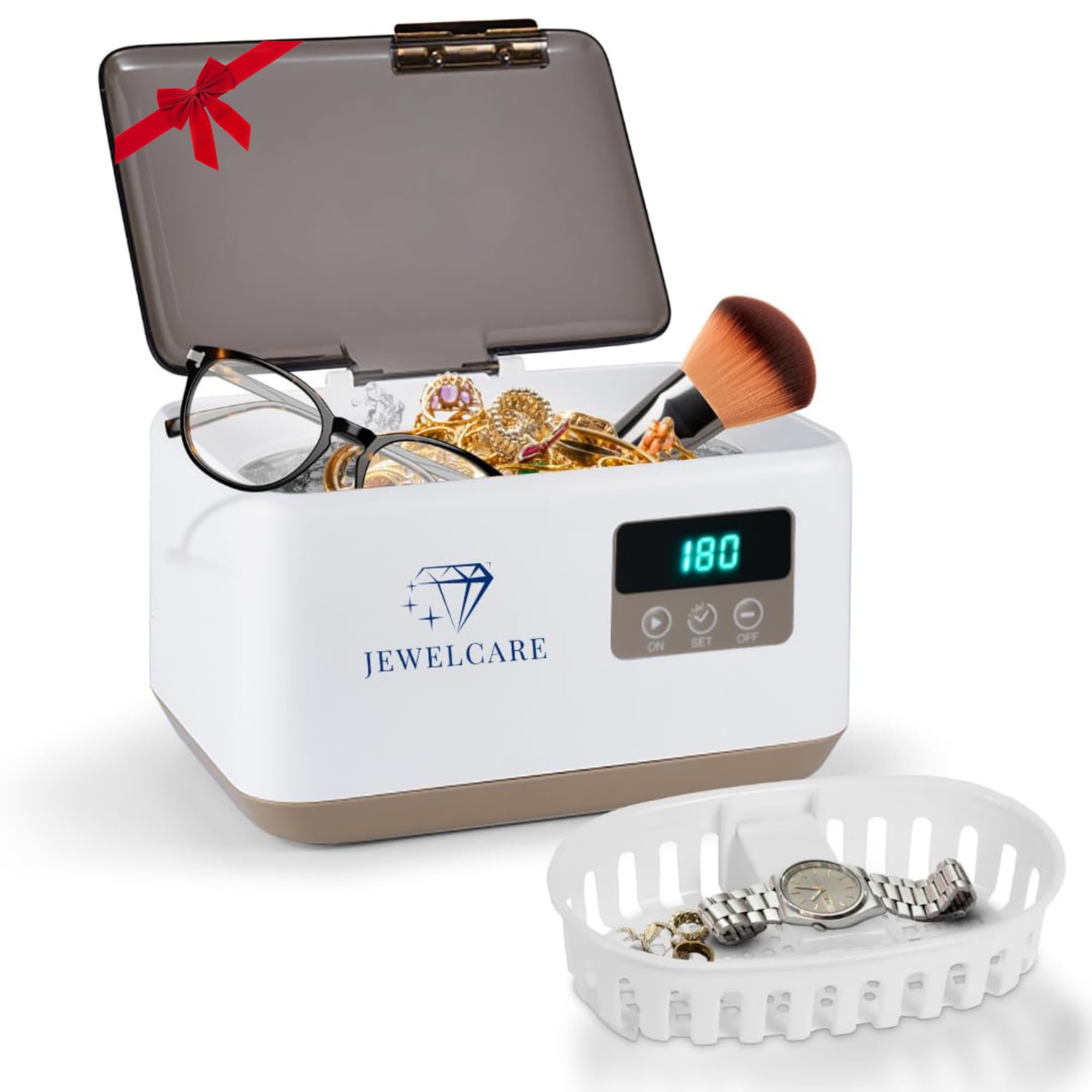 **Ultrasonic Jewelry Cleaner Machine 600ml (20oz) with 5 Digital Timer Modes – Professional Jewelry & Eyewear Cleaner for Rings, Necklaces, Glasses – Restores Shine & Removes Dirt – Perfect for Home, Travel & Gifts**