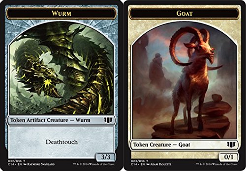 Magic The Gathering Wurm Token with Deathtouch & Goat Token - Commander 2014 MTG Game Accessories for Commander, Modern, and Casual Play
