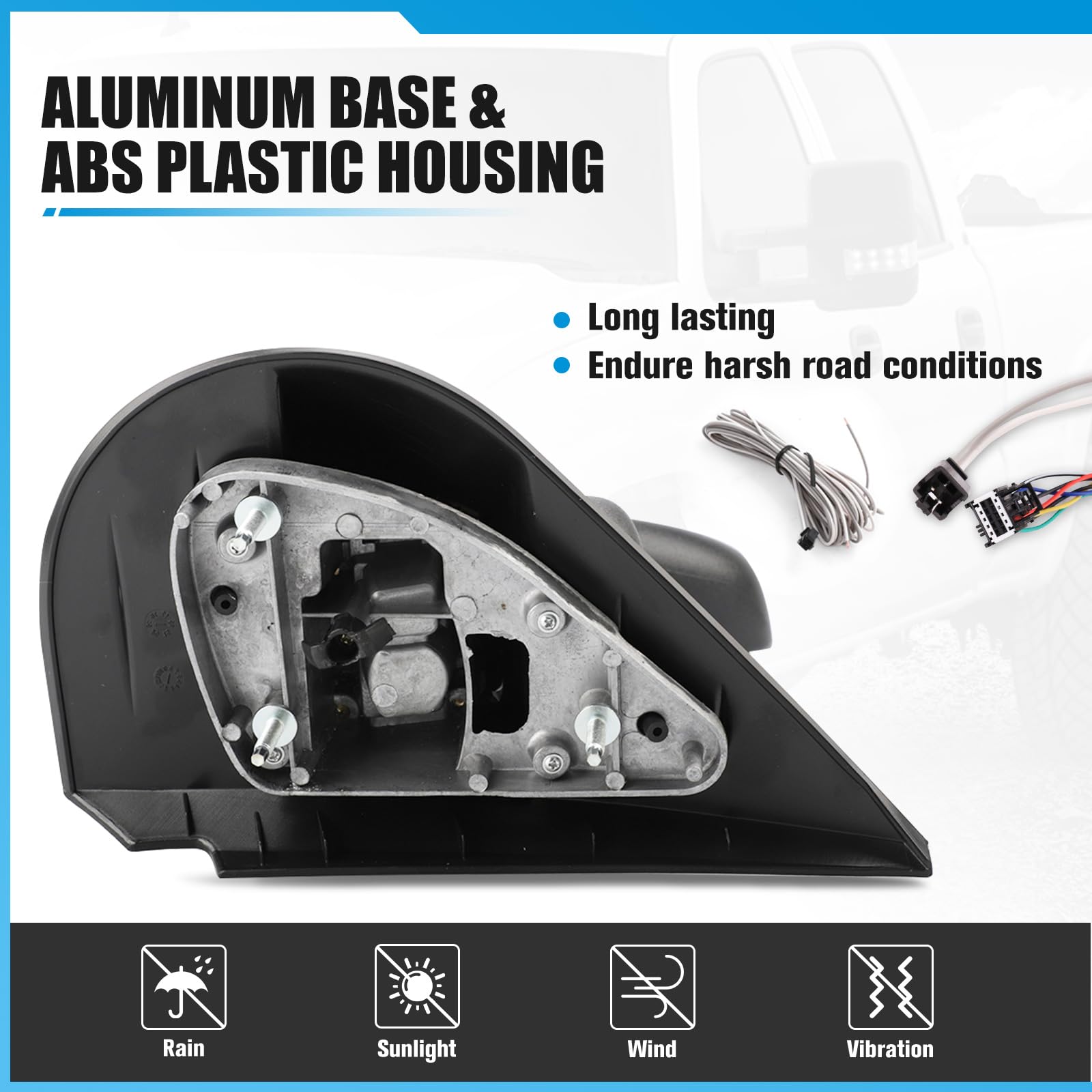 Chevy Silverado & GMC Sierra 1500/2500HD/3500HD Towing Mirrors (2007-2014) - Power Heated, Turn Signal, Backup Light, Manual Telescoping & Folding - 8624 White - Perfect for Towing, Camping & Off-Road Adventures