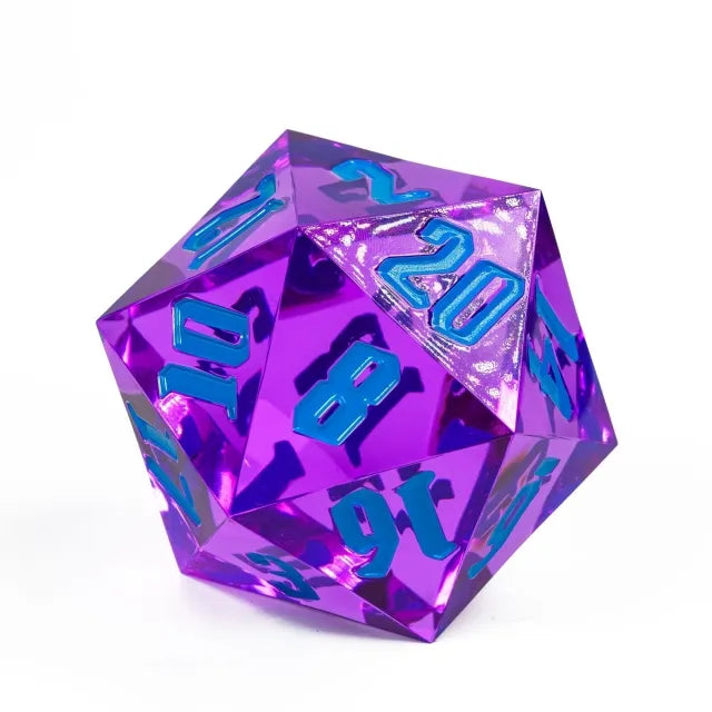 55mm Titanium d20 Dice Set - Sharp Edge Metal Gaming Dice for Dungeons & Dragons, Pathfinder, RPG Tabletop Games - Perfect for Collectors & Critical Rolls