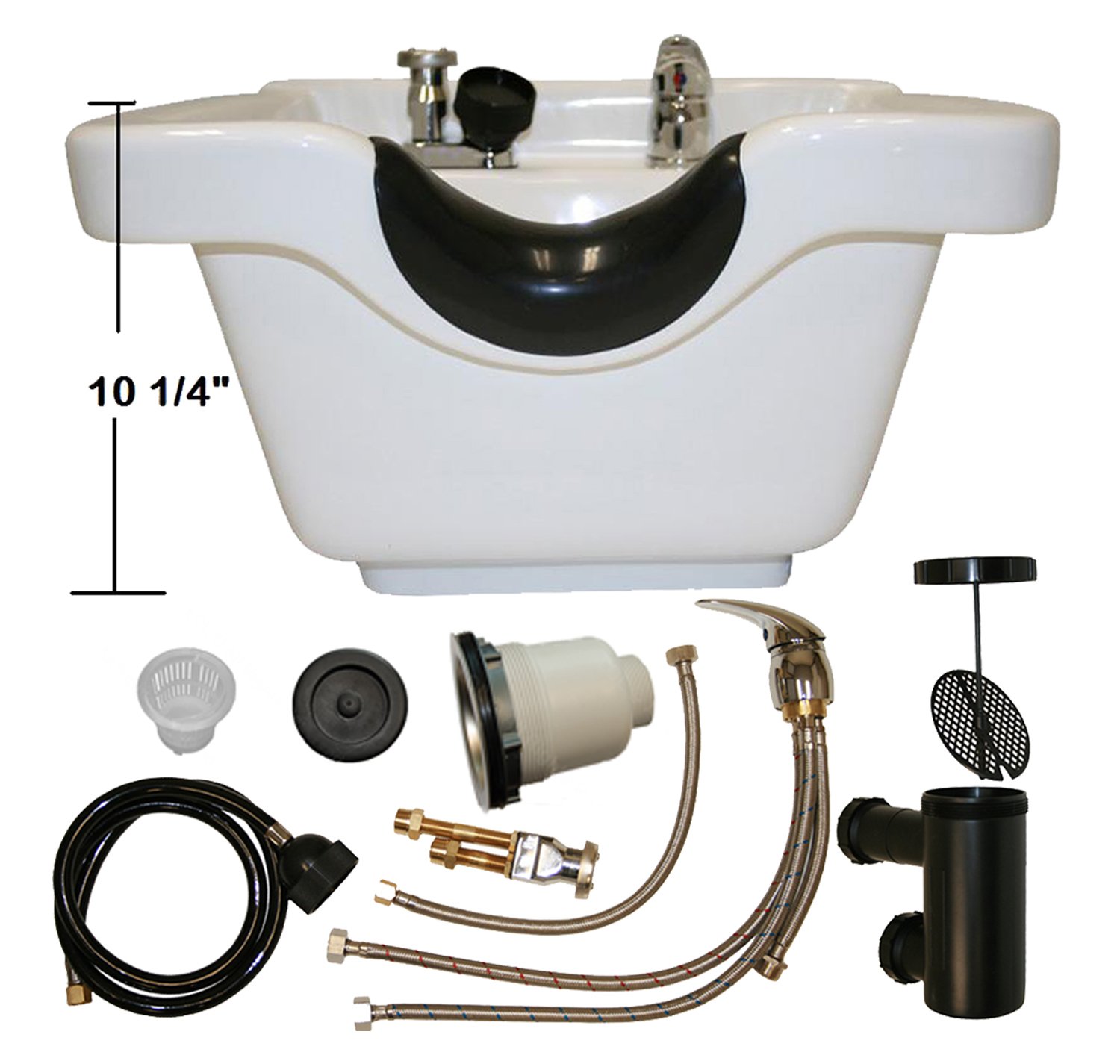 Professional Heavy Duty White CERAMIC Shampoo Bowl with Triple-Certified Vacuum Breaker - Salon Quality Hair Washing Basin for Barbershops & Beauty Salons