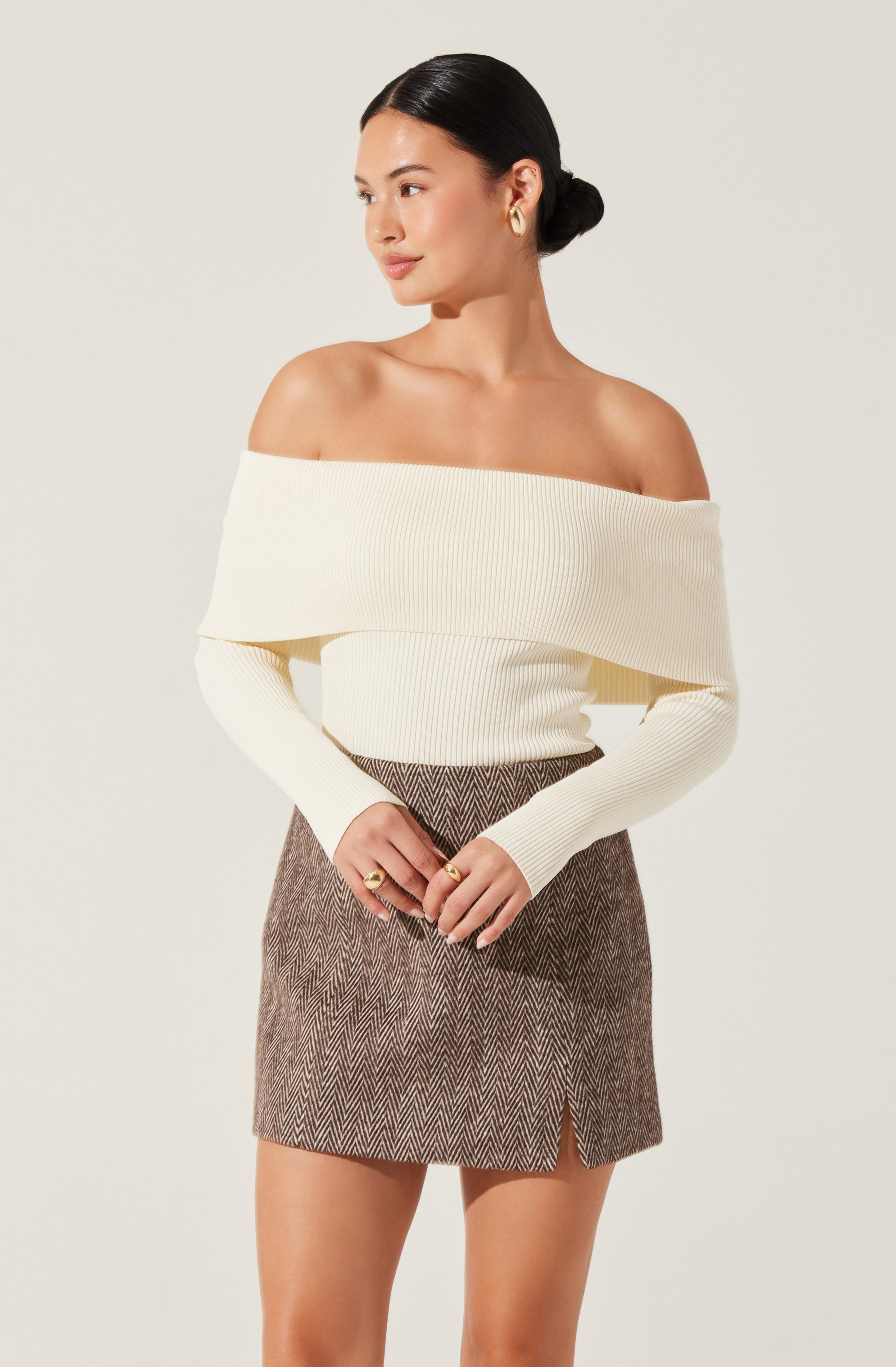 Stylish Foldover Ribbed Off Shoulder Sweater for Women | Trendy Knit Pullover | Perfect for Casual Outfits, Date Nights & Fall Layering