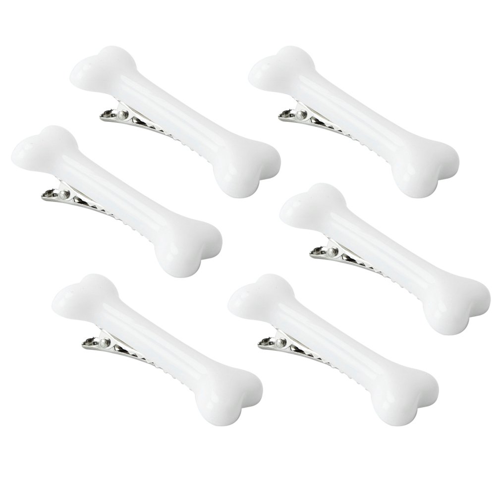 6 Pcs White Dog Bone Hair Clips for Women & Girls - Cute Halloween Cosplay Party Hair Accessories - Perfect for Costume Parties, Pet Lovers & Themed Events