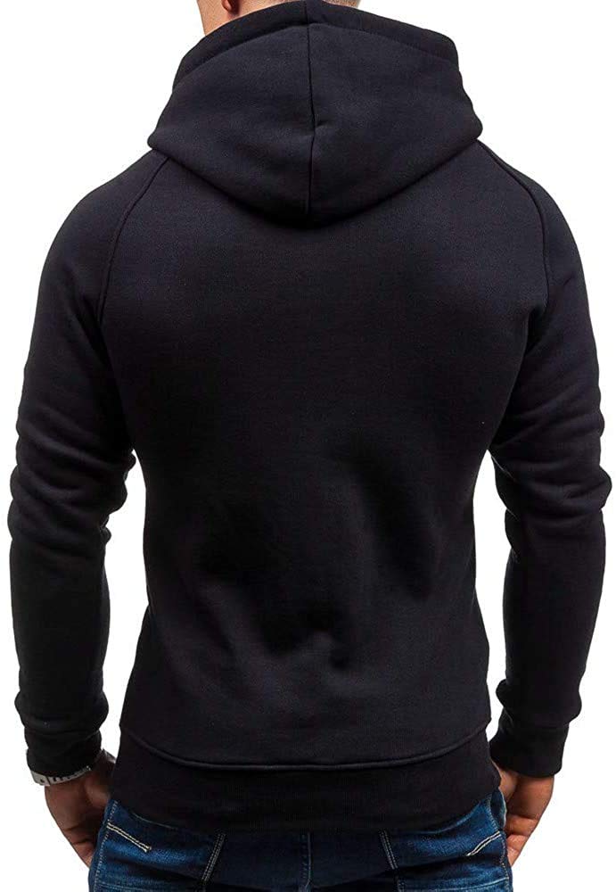 Men's Midweight Zip-Up Hooded Sweatshirt - Solid Black Casual Pullover with Front Pockets | 3X-Large | Perfect for Outdoor Activities, Gym & Everyday Wear