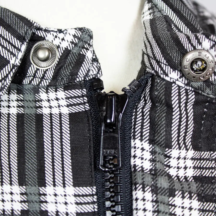 Unik International Men's Plaid Flannel Armored Shirt Jacket - Warm Winter Outdoor Workwear for Construction & Motorcycle Riding