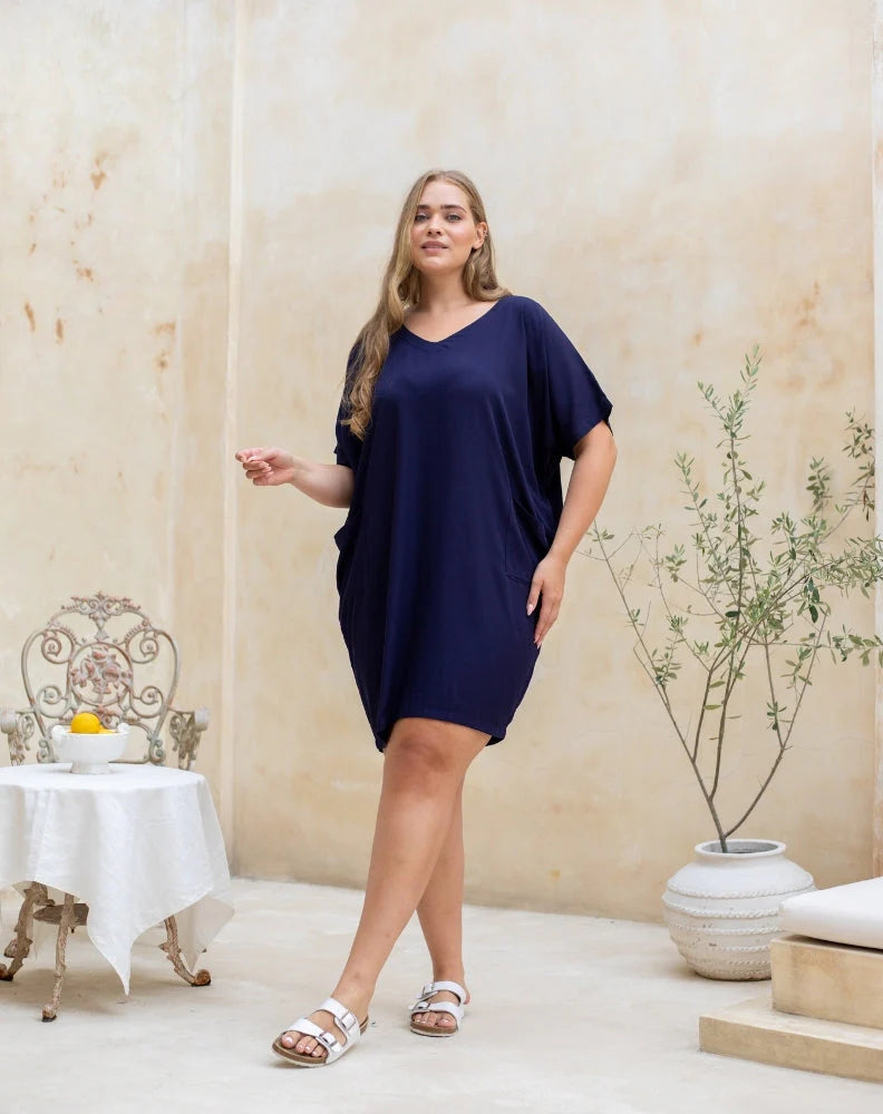 Stylish Pocket Dress in Classic Ink Color - Perfect for Casual Outings, Office Wear & Special Occasions