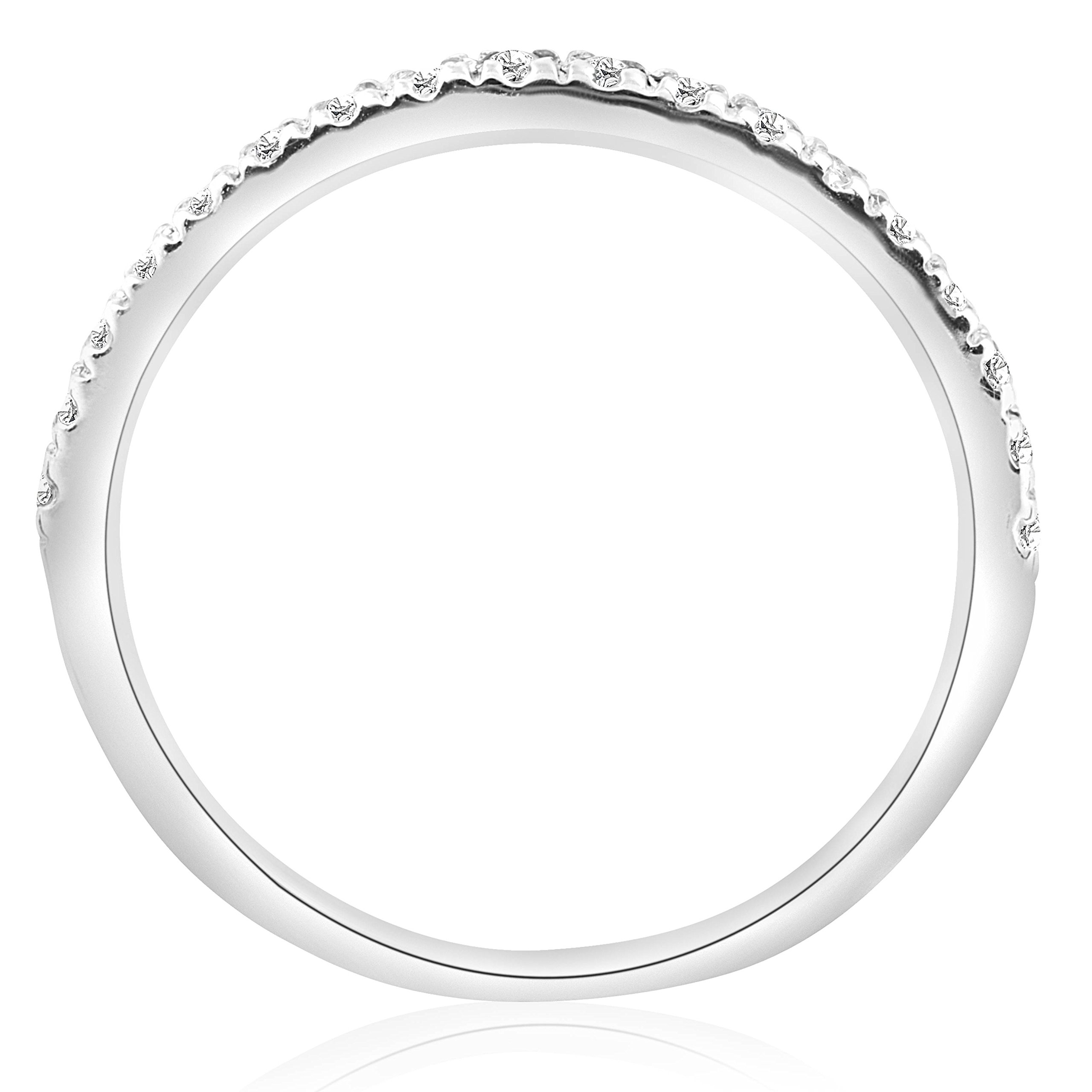 1/4 Carat Diamond Stackable Wedding Band for Women - 10K White Gold Ring - Perfect for Bridal Sets, Anniversary Gifts & Everyday Elegance