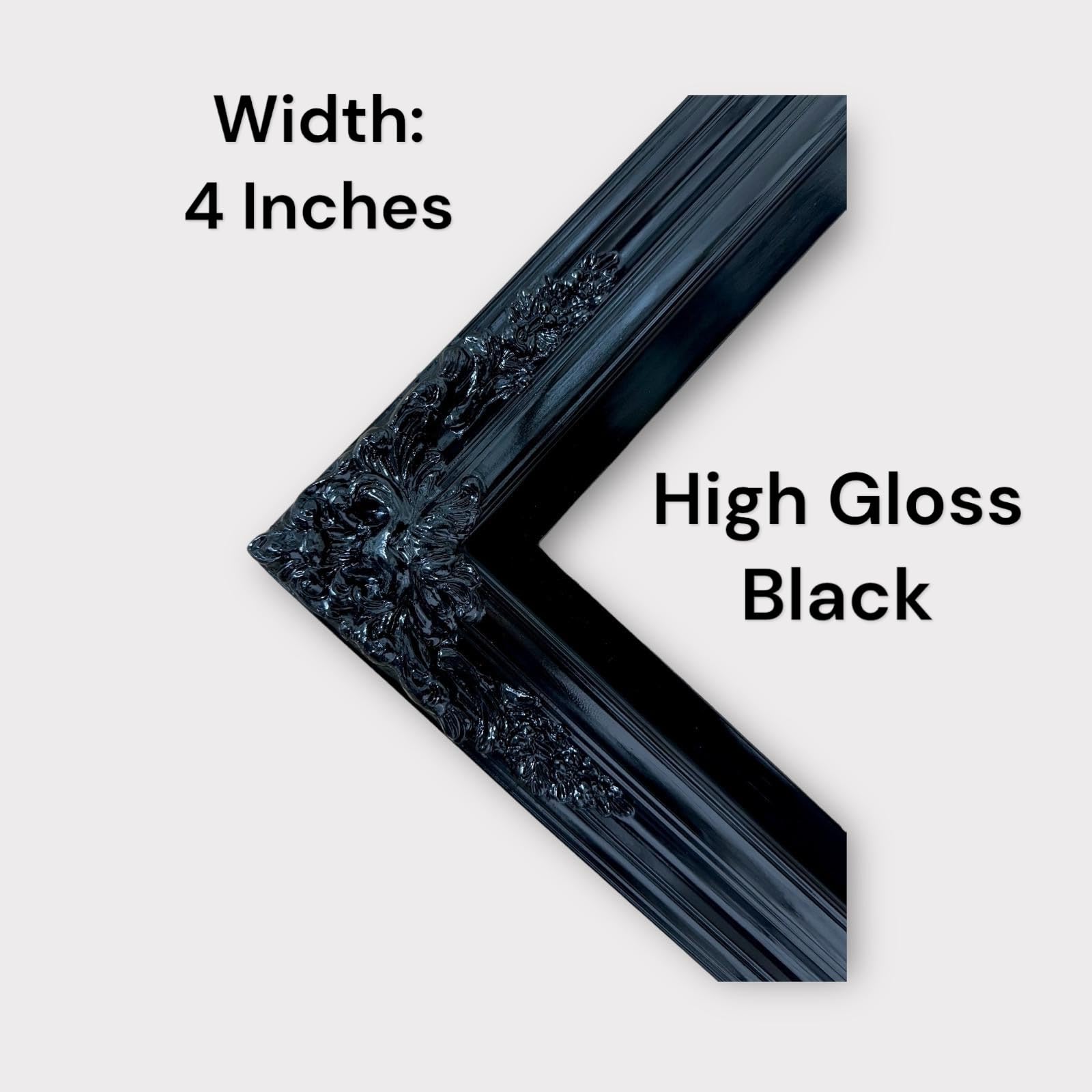 Handmade Ornate Wood TV Frame for Samsung The Frame TV - Glossy Black Finish - Fits 32, 43, 50 Inch Models - Perfect for Living Room & Home Theater Decor