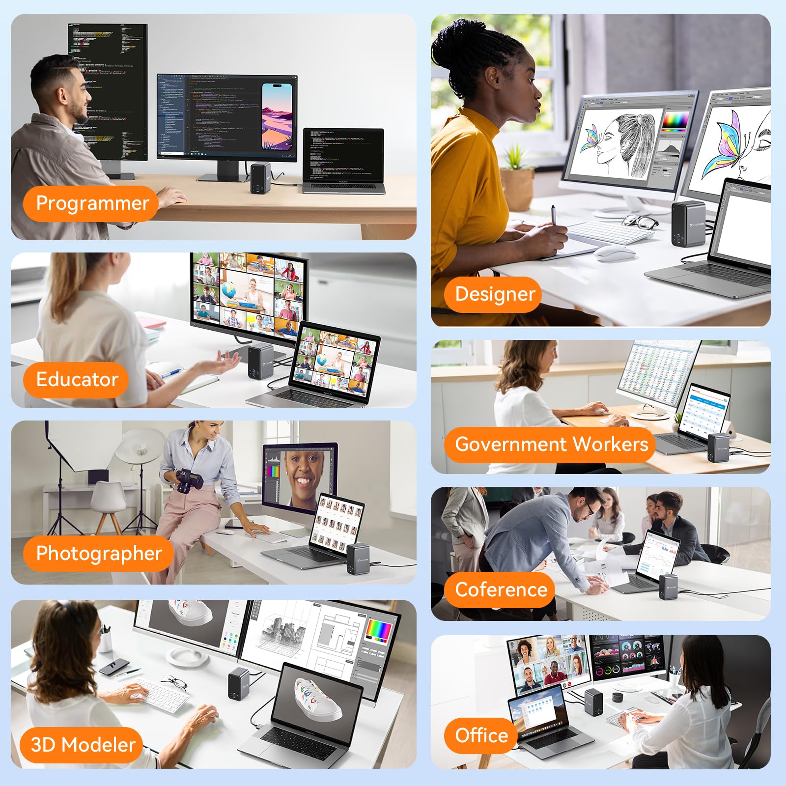 TobenONE Dual Monitor Docking Station with 100W GaN III Charger - USB C Hub for MacBook Pro/Air, 2x 4K HDMI, 7 USB Ports, SD/Micro SD, Gigabit Ethernet, 87W PD, Audio Jack - Perfect for Home Office & Remote Work Setup