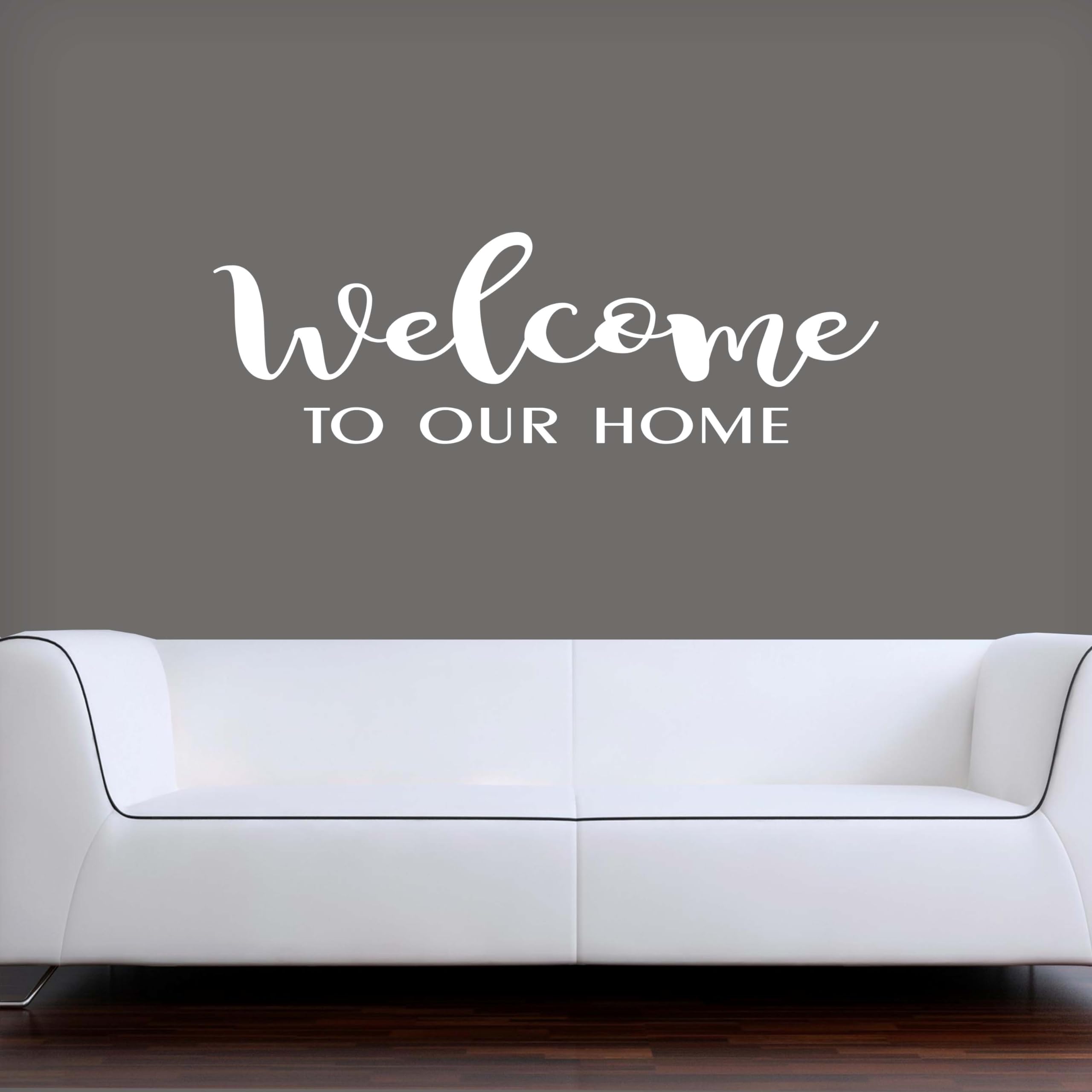 Welcome to Our Home Vinyl Wall Decal - Elegant Living Room Wall Décor & Entryway Sign in White | Perfect for Housewarming Gifts & Farmhouse Style Home Decor