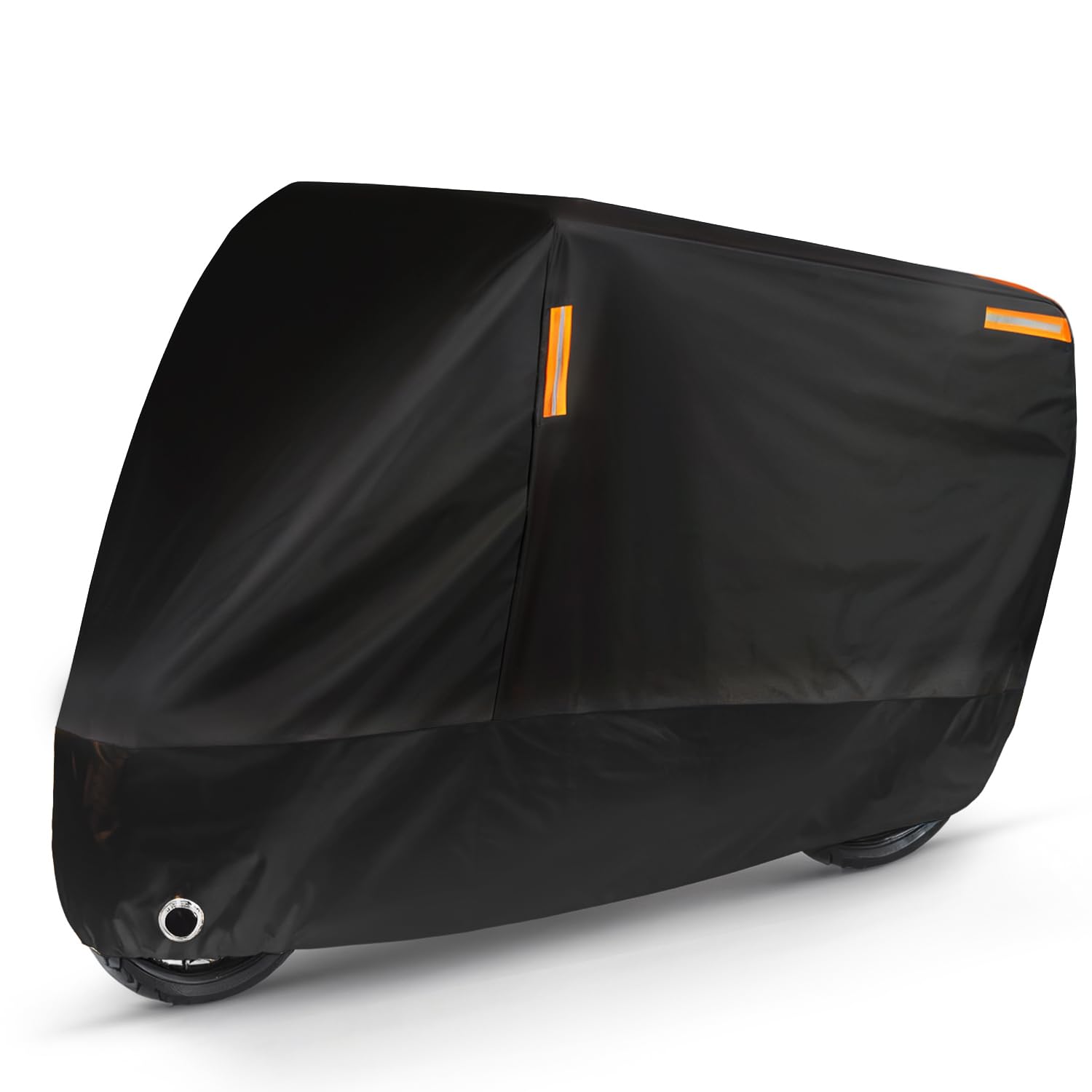 **Heavy Duty Waterproof Motorcycle Cover - All Weather Protection with Reflective Strips & Lock Holes - Universal Fit for Scooters & Bikes up to 97