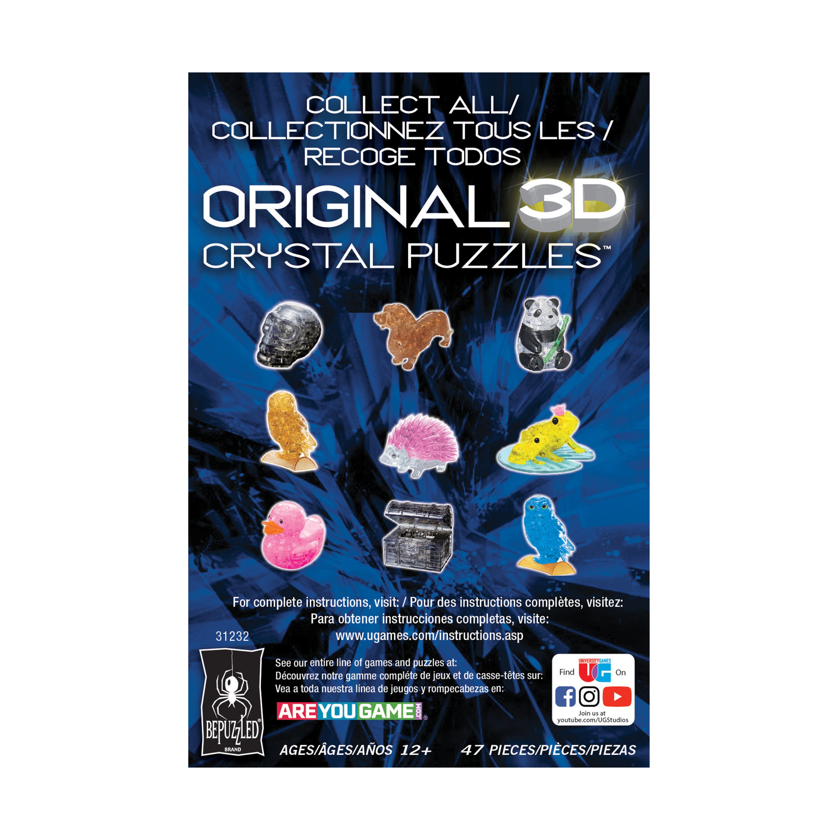 3D Crystal Puzzle - Elegant White Roses in Vase 47 Piece Brain Teaser | Perfect for Adults Relaxation, Home Decor & Gift Giving