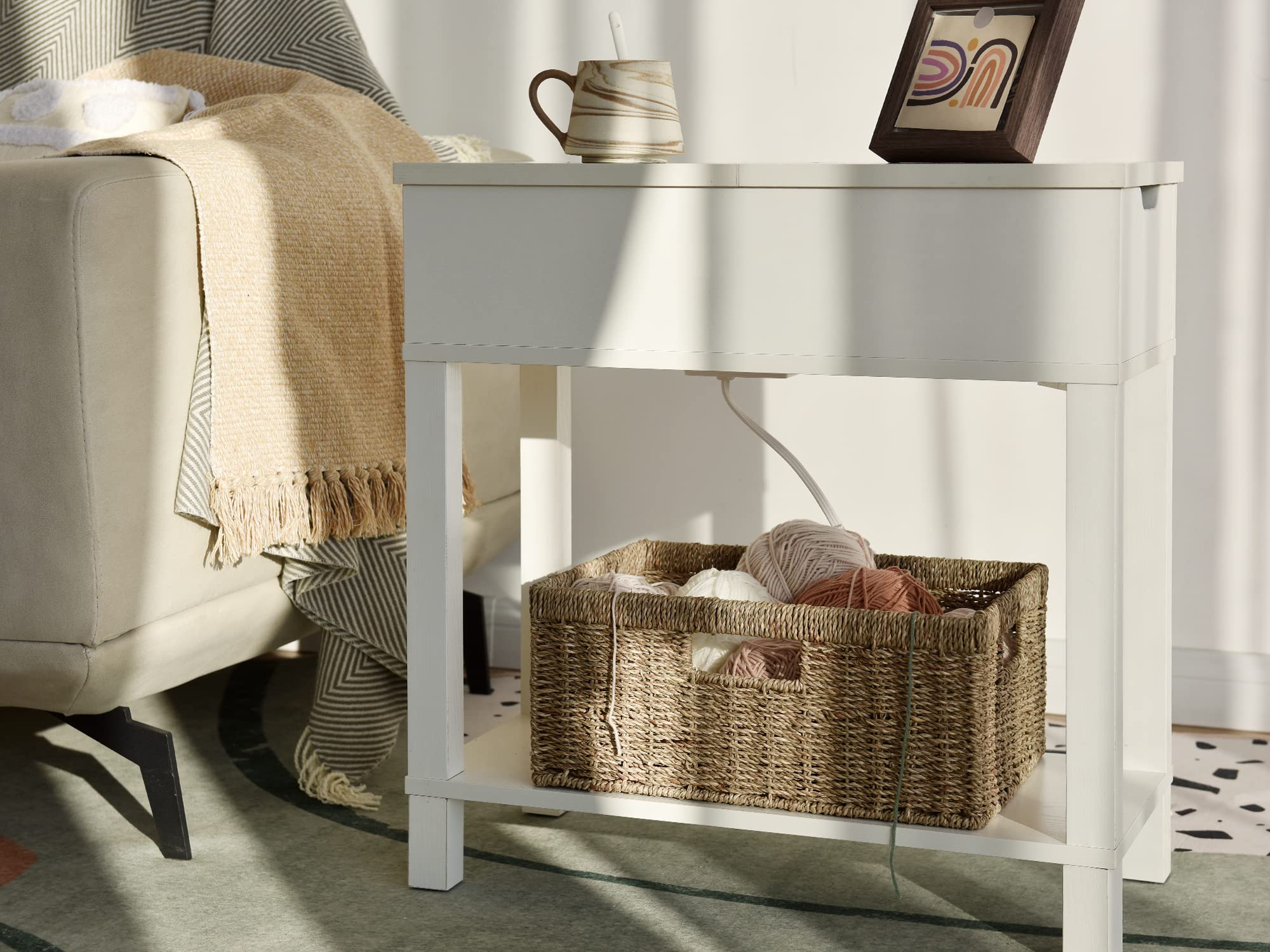 StorageWorks Large Wicker Storage Basket - Natural Seagrass Rectangle Basket with Sturdy Built-in Handles | Handwoven Rattan Organizer for Blankets, Toys & Home Decor | Perfect for Living Room, Bedroom & Nursery Organization (1 Pack)