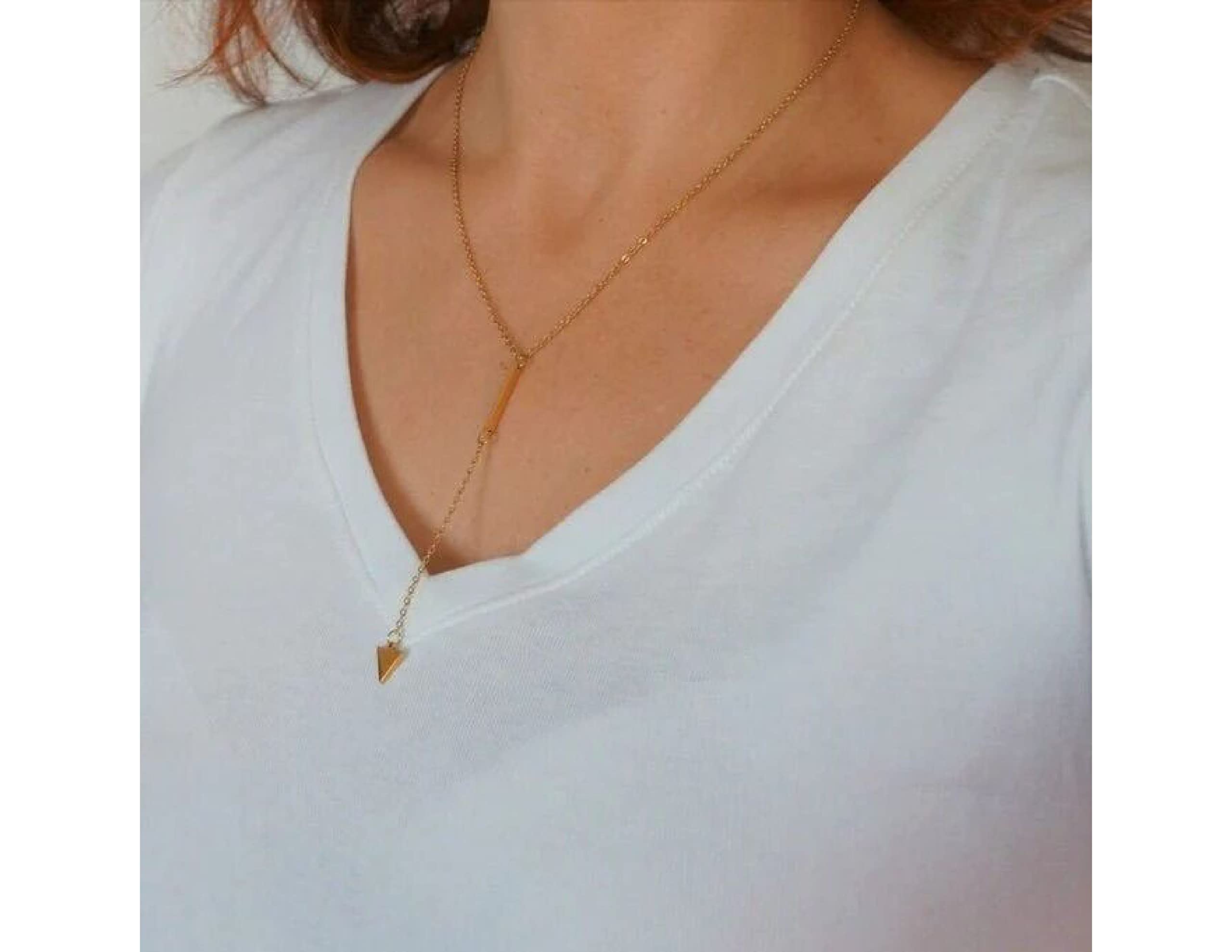 Elegant Triangle Necklace with Triple Circle Pendant for Women & Girls | Trendy Layering Jewelry for Everyday Wear, Parties & Gifts