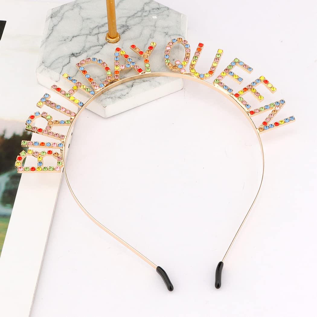 Gold Rainbow Birthday Tiara for Women & Girls - Rhinestone Princess Crown Headband for Birthday Queen | Perfect for Birthday Parties, Photo Shoots & Special Celebrations