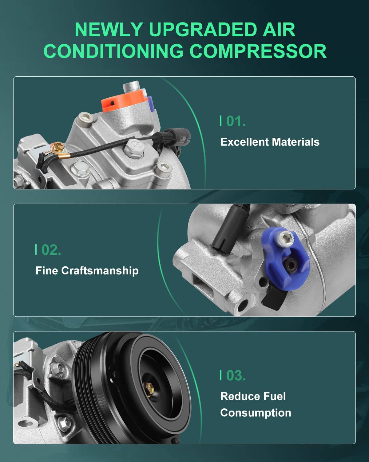SCITOO AC Compressor Replacement for 2002-2006 BMW X5 3.0L - CO 10837C Air Conditioning Compressor - Perfect for Summer Cooling & Auto AC Repair
