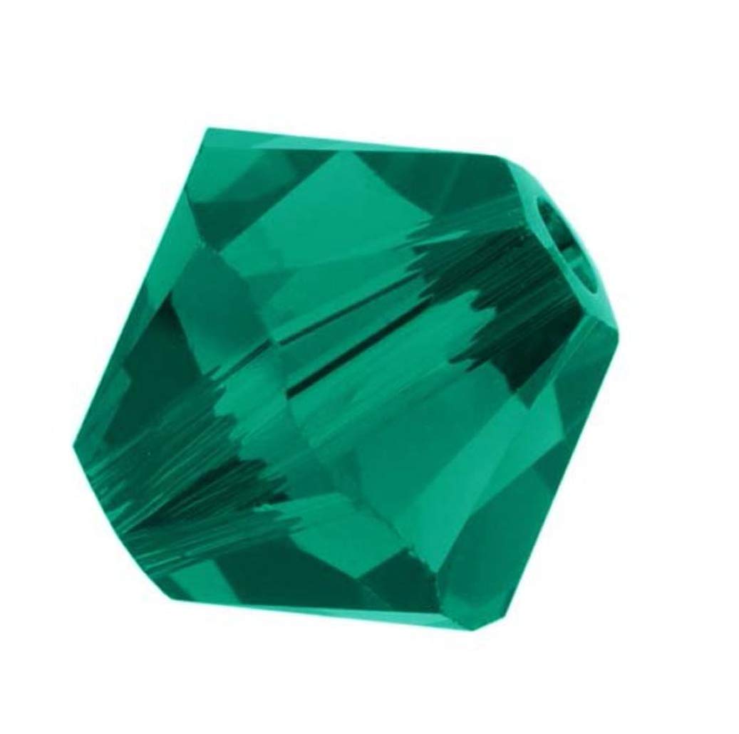 200pcs Authentic Preciosa 3mm (0.12 Inch) Small Faceted Bicone Crystal Loose Beads - Emerald Green - Compatible with Swarovski 5301/5328 - DIY Jewelry Making Supplies - Perfect for Necklaces, Bracelets, Earrings & Craft Projects - Pre-B324