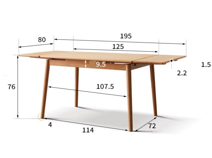 Solid Oak Wood Extendable Dining Table - Expandable Large Tabletop for Family Gatherings & Dinner Parties | Perfect for Small Spaces & Entertaining Guests