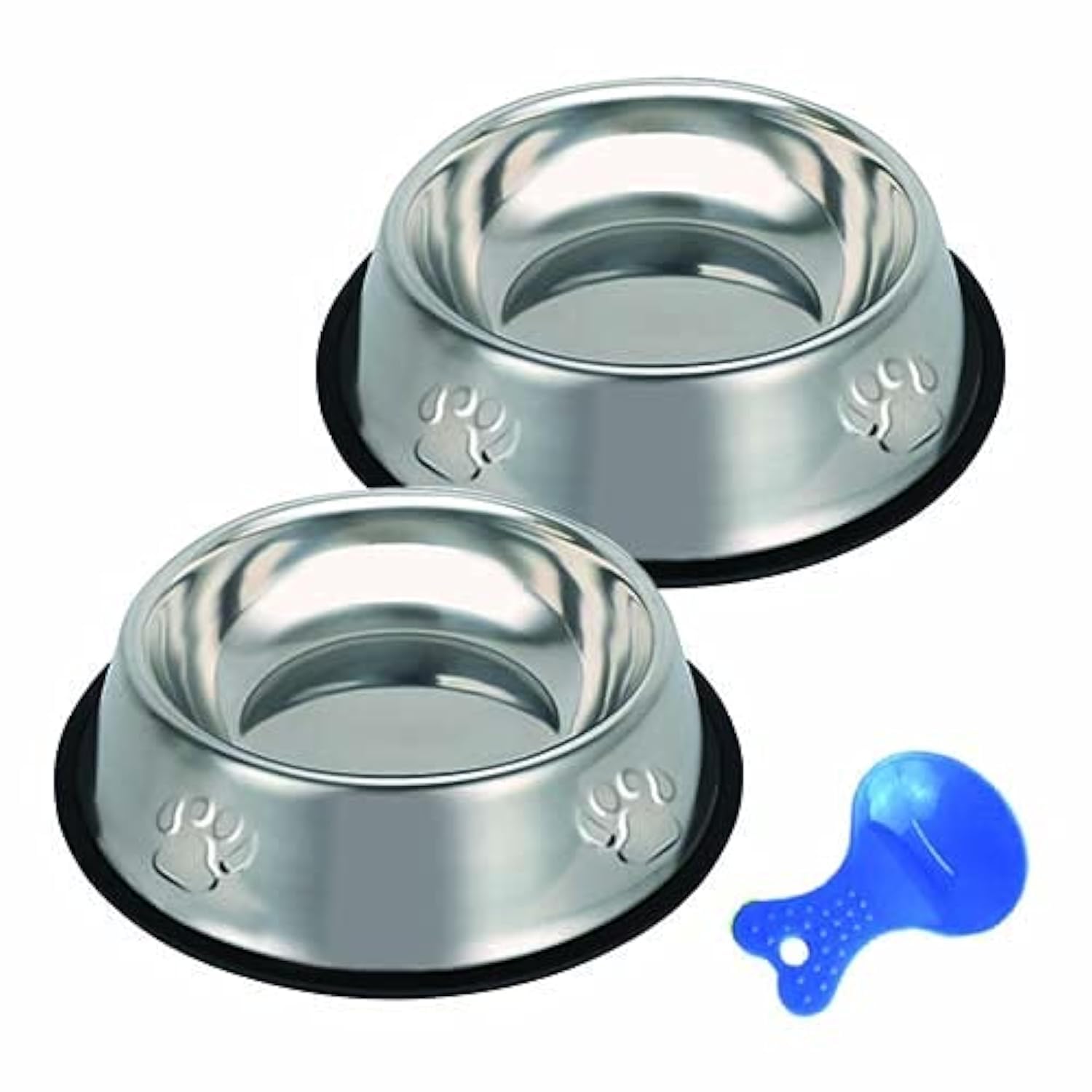 Premium Stainless Steel Cat & Dog Bowls 2-Pack - Non-Slip Rubber Base Pet Food & Water Dishes for Indoor Cats & Small Dogs - Perfect for Home, Kitchen, or Travel Use