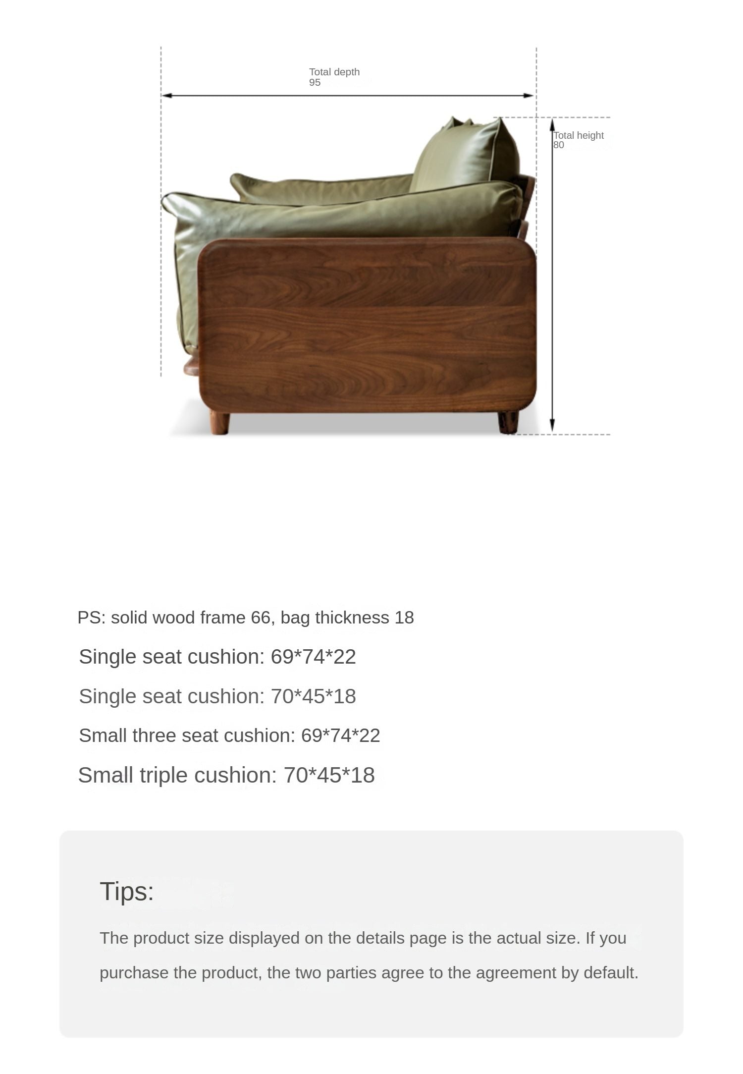Premium Black Walnut Solid Wood Genuine Leather Sofa - Handcrafted Fabric Sofa for Living Room, Lounge & Office - Modern Comfort Furniture for Home Decor