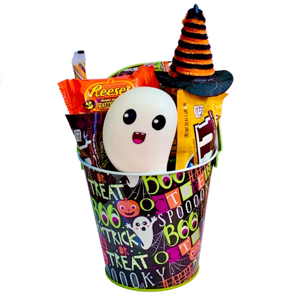 Halloween Movie Night Popcorn Gift Set - Spooky Snacks Mix with Sweet, Sour & Chocolate Candy Pretzels - Ultimate Care Package (Ghostin Boo Bucket) - Perfect for Halloween Parties, Movie Nights & Trick-or-Treat Gifts