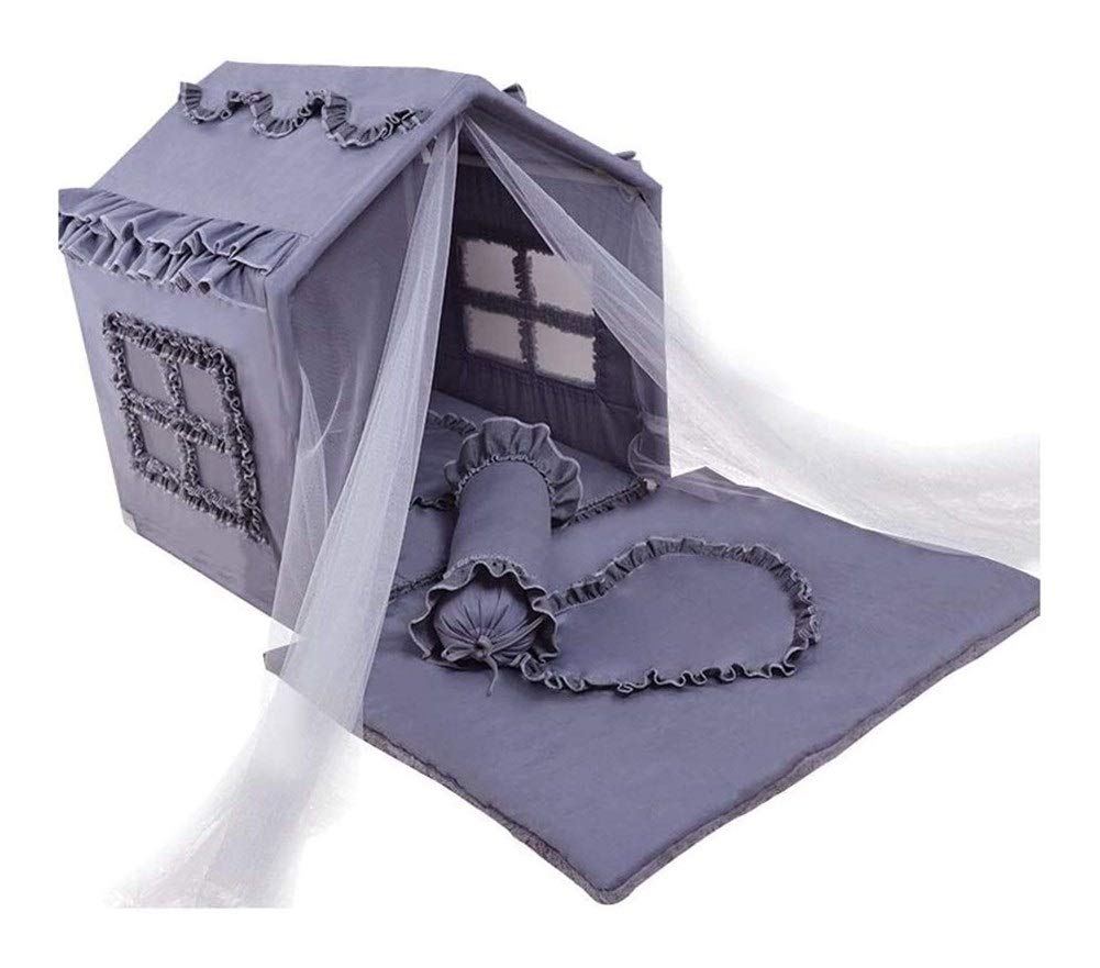 Luxury Washable Pet Tent House - Princess Style Indoor Kennel for Small & Medium Dogs & Cats, Soft & Cozy Pet Shelter Nest (Gray, Large) - Perfect for Bedrooms, Living Rooms & Travel