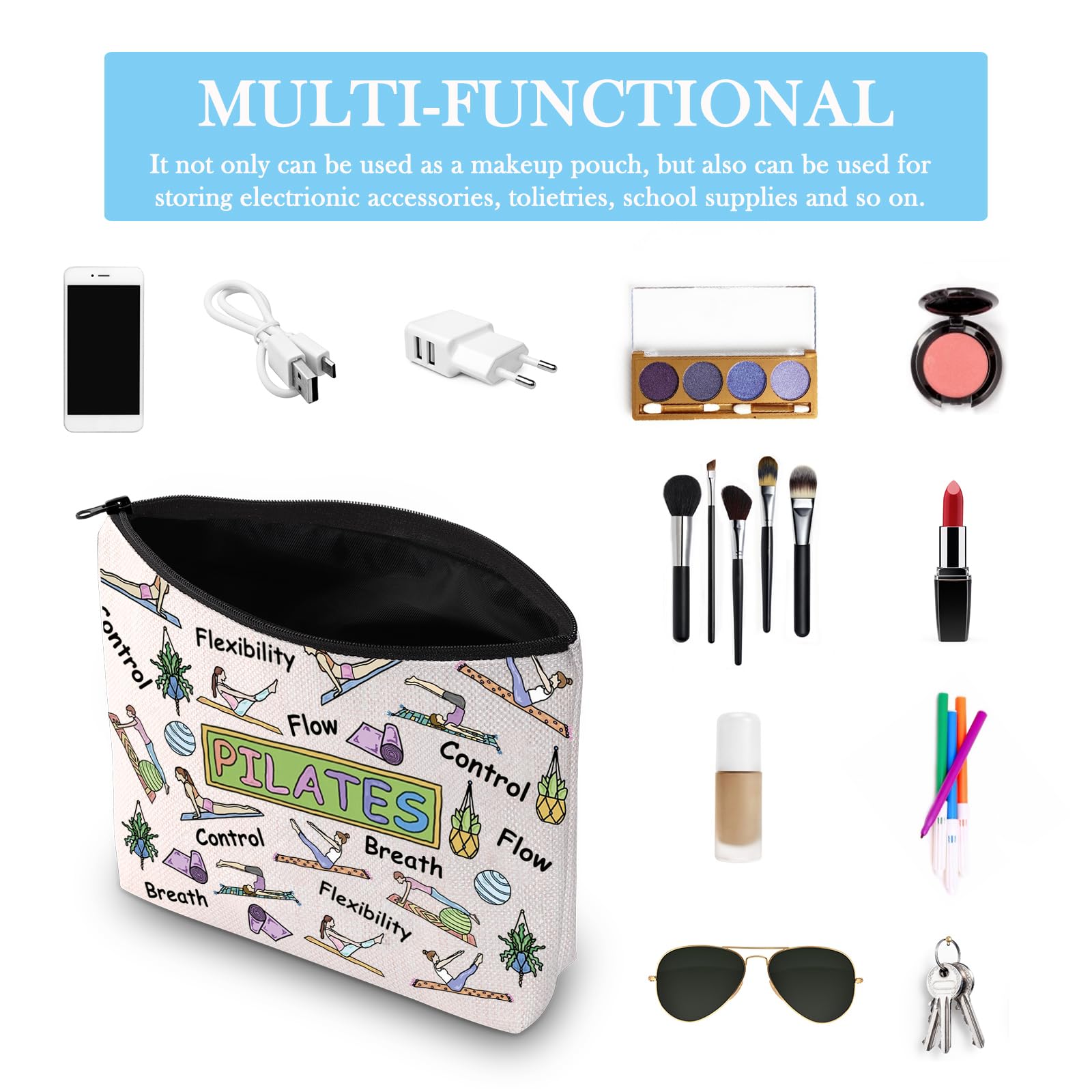 GJTIM Pilates Instructor Gift - Yoga Fitness Teacher Coach Workout Present - Travel Cosmetic Makeup Bag for Women - Perfect for Gym, Spa & Travel Essentials