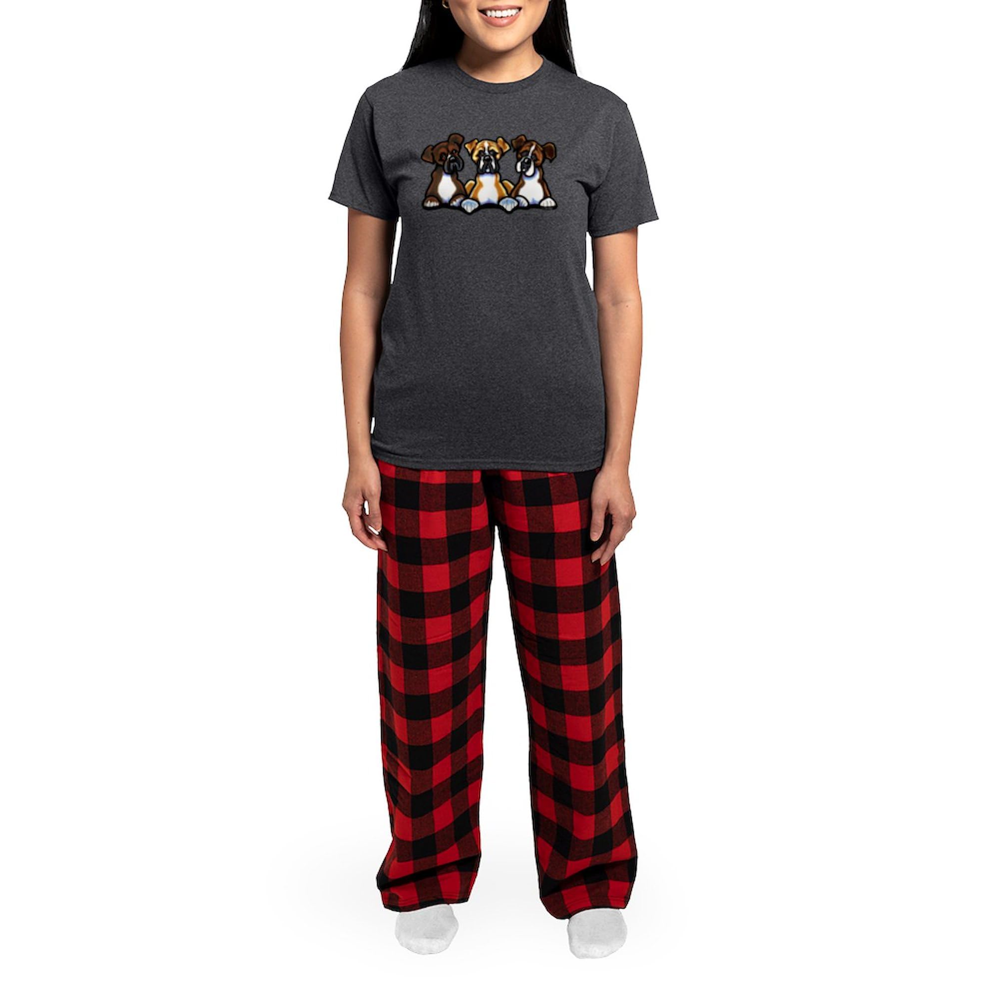 Three Boxer Lover Women's Charcoal Pajama Set - Cozy Sleepwear for Dog Lovers - Perfect for Lounging, Sleepovers & Relaxing at Home