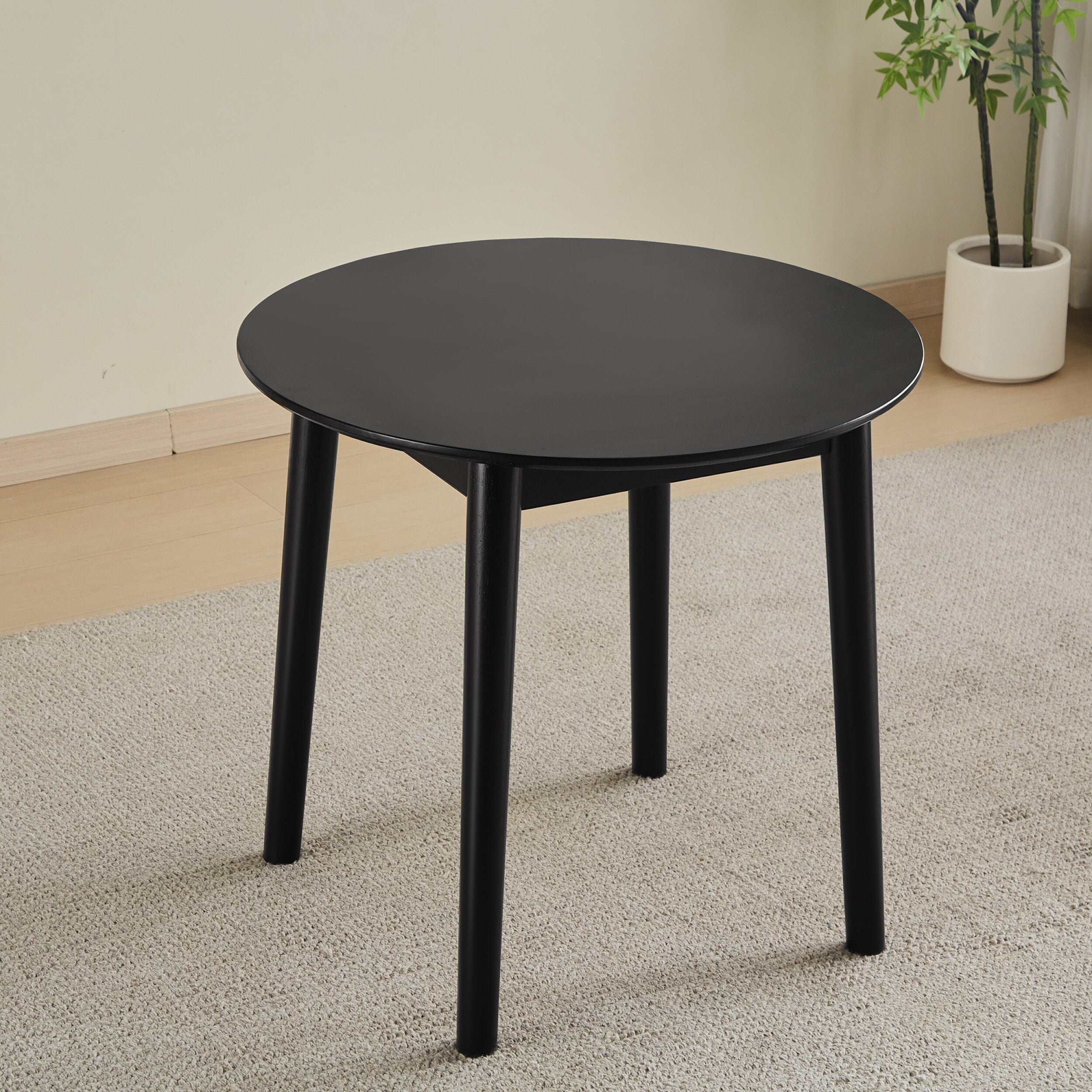 42.01 Inch Round Kitchen Dining Table for 4 - MDF Top with Wood Veneer & Rubberwood Legs - Perfect for Small Spaces, Breakfast Nook, and Cozy Family Meals