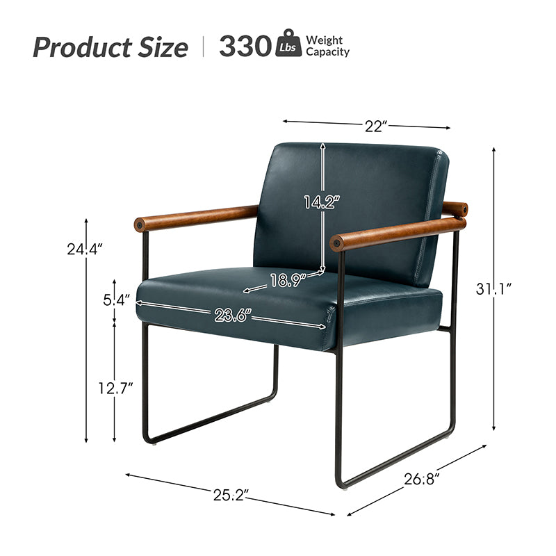 Edurne Modern Armchair with Sturdy Metal Legs - Perfect for Living Room, Office, and Lounge Areas