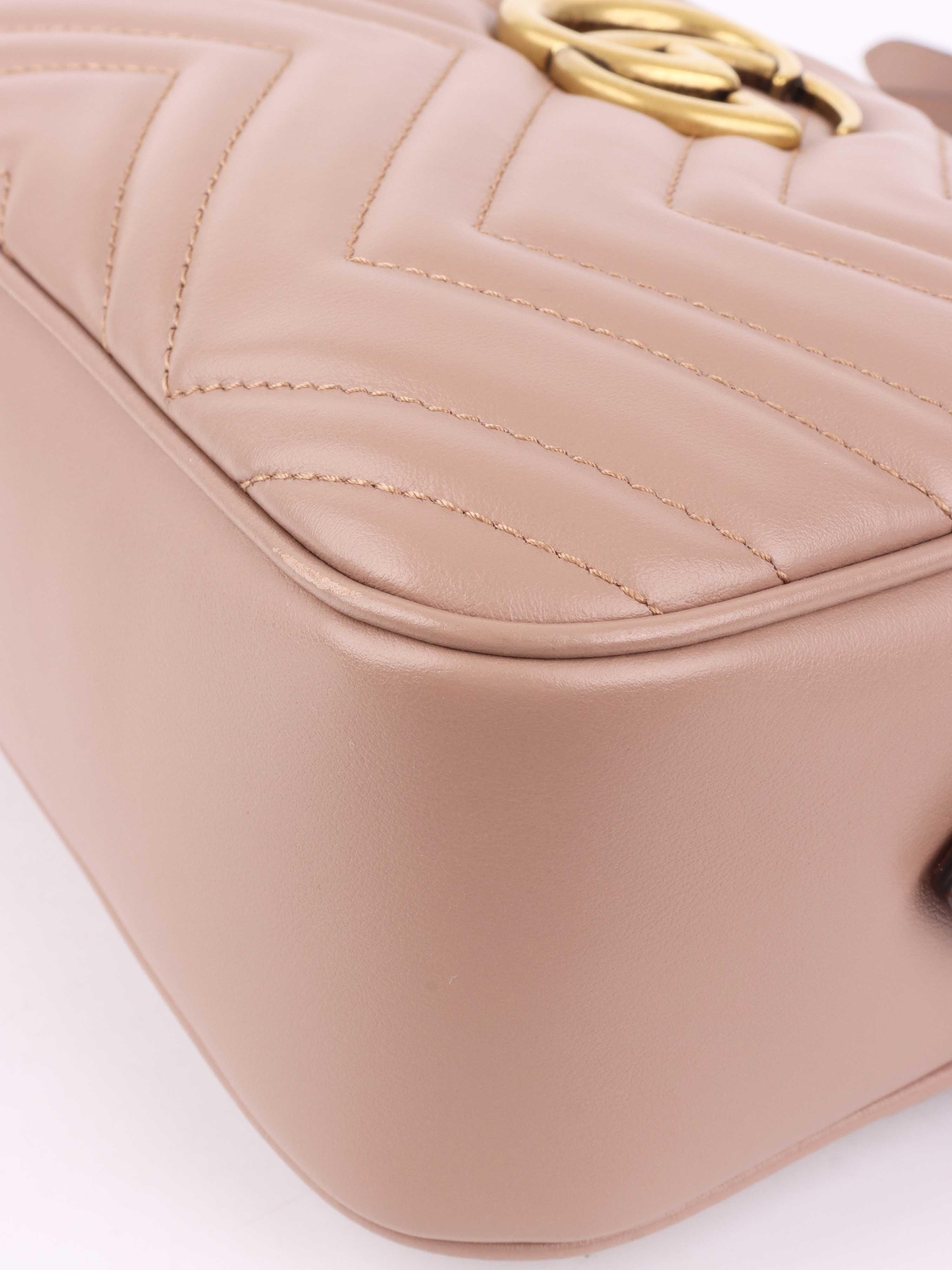 Gucci Small Beige Marmont Shoulder Bag for Women - Genuine Leather Crossbody Purse with Gold Chain, Perfect for Date Night & Evening Events