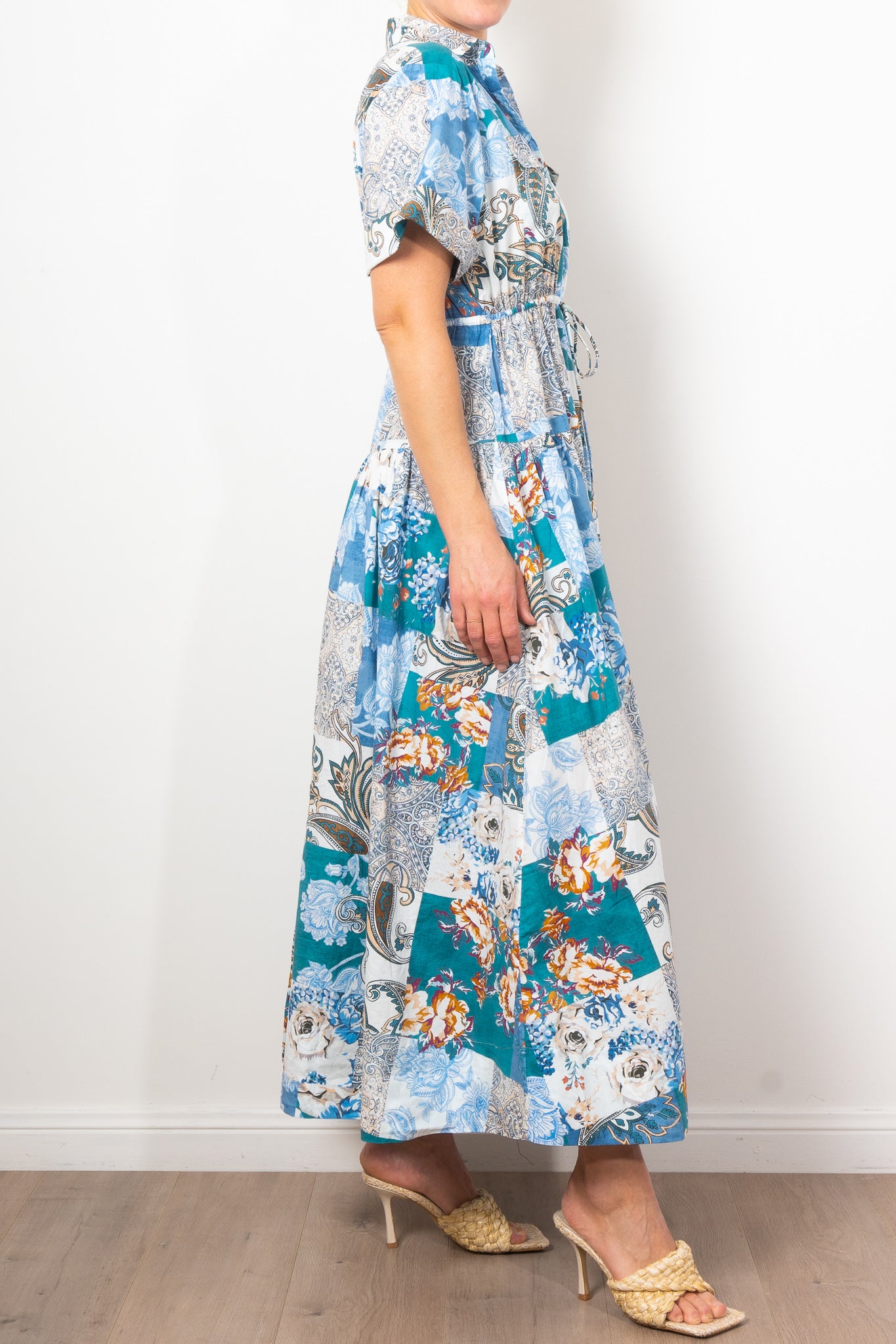 Kinney Maeve Patchwork Maxi Dress for Women | Bohemian Floral Print Long Dress | Perfect for Summer Vacations, Beach Parties & Casual Outings