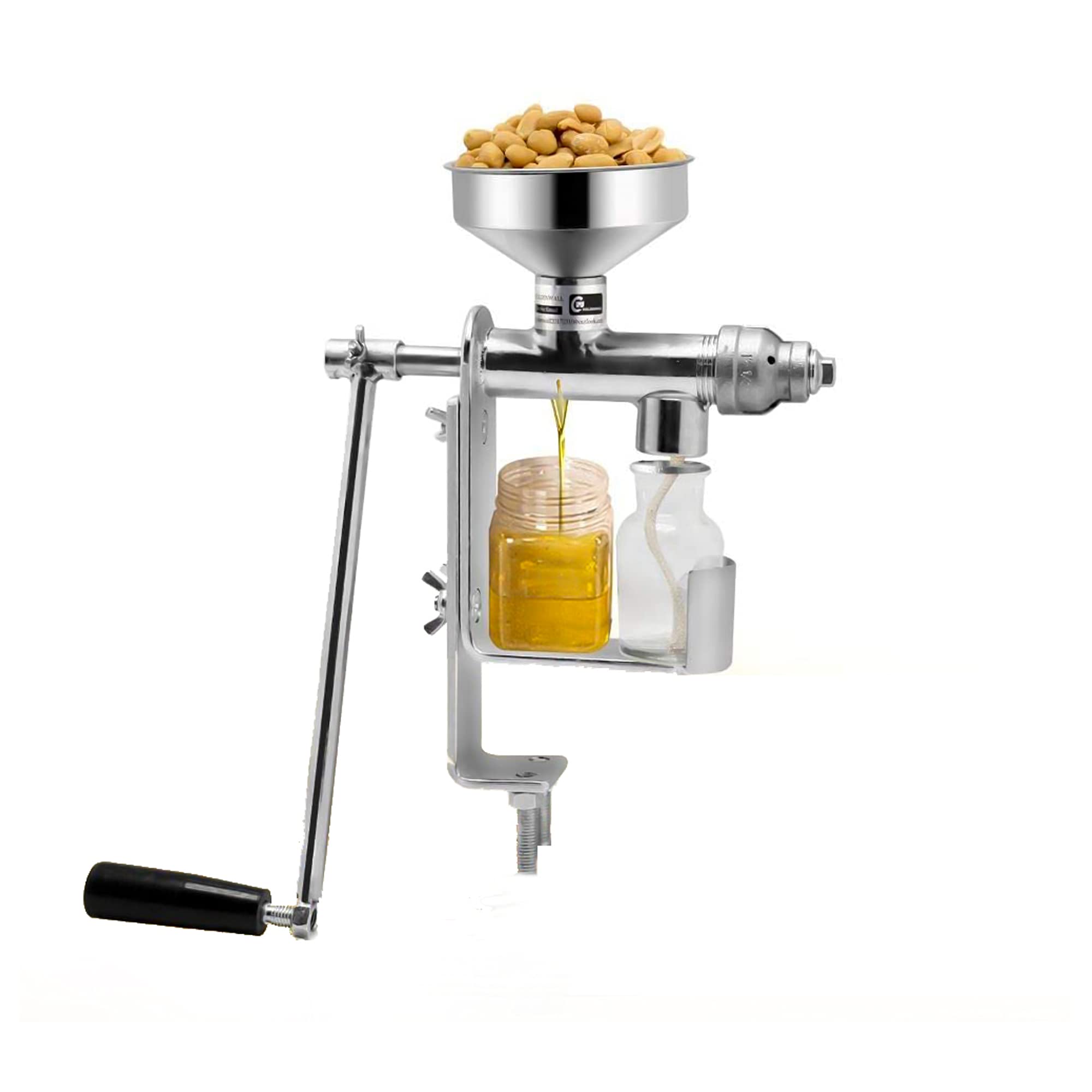 Stainless Steel Manual Oil Press Machine - Hand Operated Oil Extractor for Peanut, Sunflower Seed, Nut & Organic Oil Crops | Home Use, DIY Cold Press Oil Making, Healthy Cooking & Gift Idea