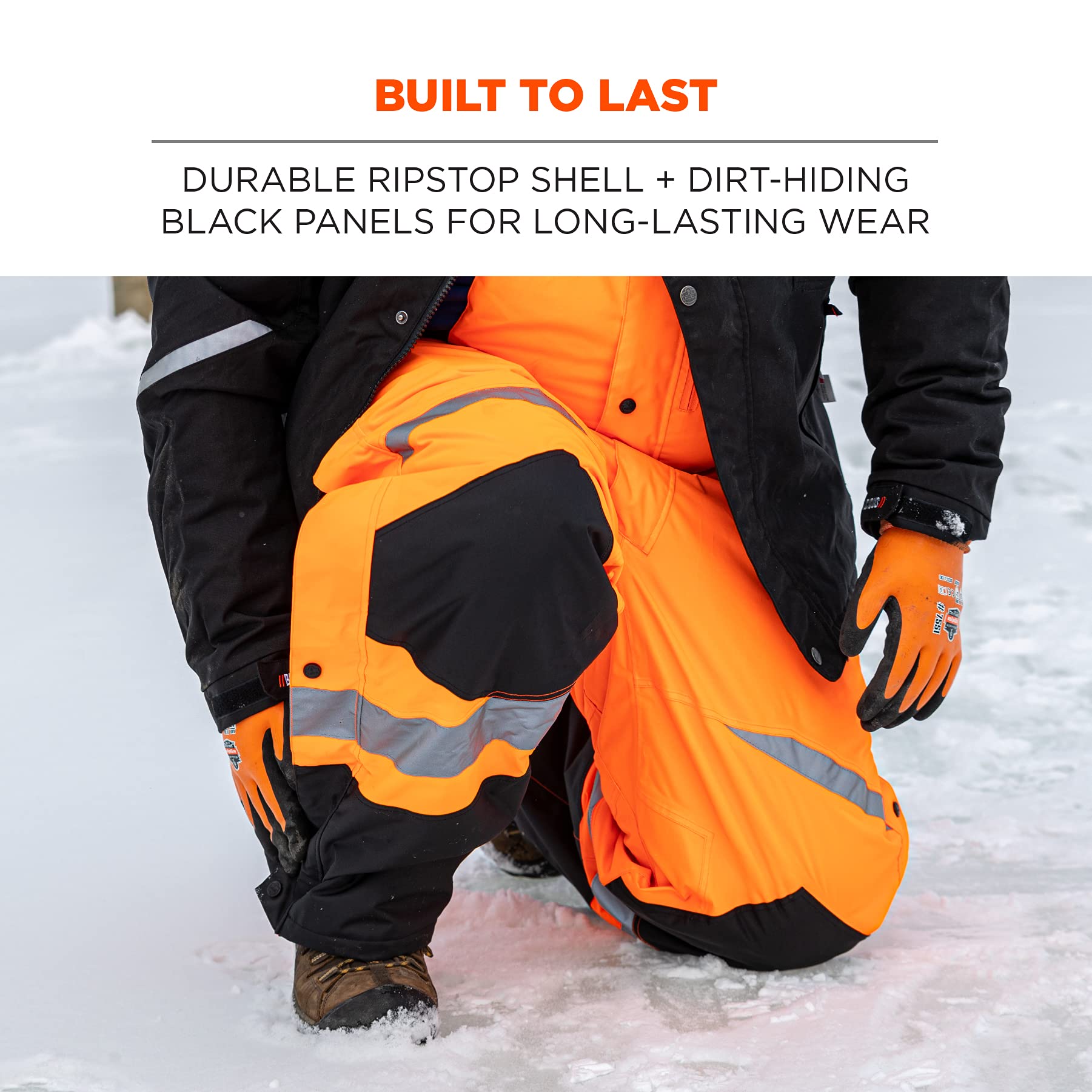 Ergodyne GloWear 8928 High Visibility Insulated Thermal Bib Overalls - Weather-Resistant Workwear for Cold Outdoor Jobs & Construction Safety