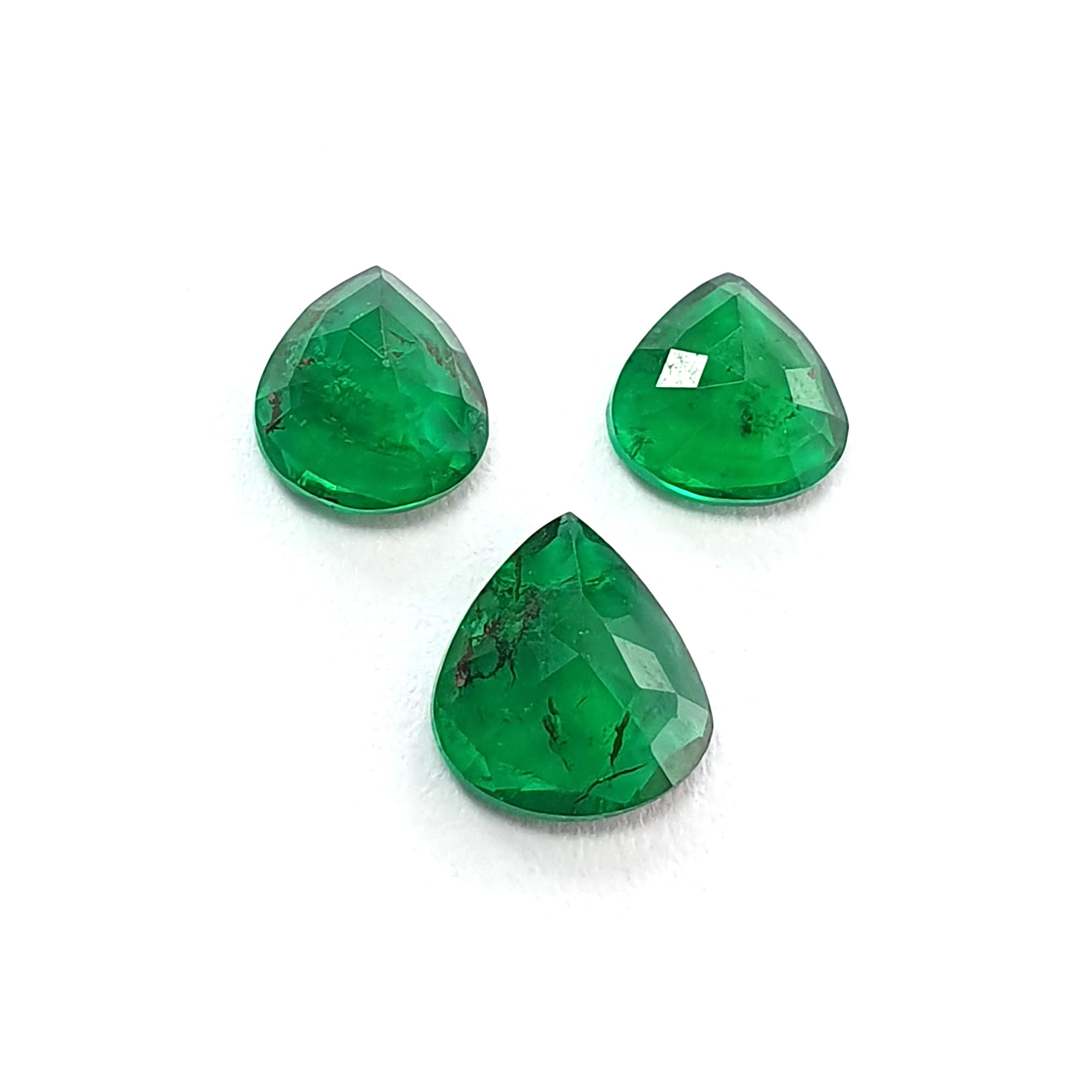 1.42ct Natural Green Emerald Heart Cut Gemstone Set - 3pc Untreated Unheated Fancy Emerald Jewelry for Engagement Rings & Pendant Necklaces