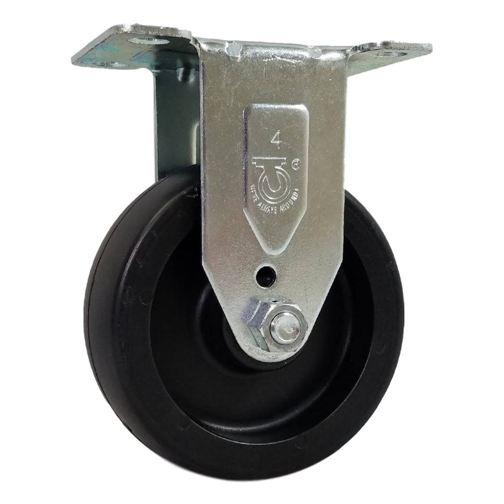 4 Pack 1-1/4 Inch Polyolefin Wheel Rigid Casters with Stainless Steel Frame - 300 lbs Capacity - Heavy Duty for Carts, Furniture, and Industrial Equipment