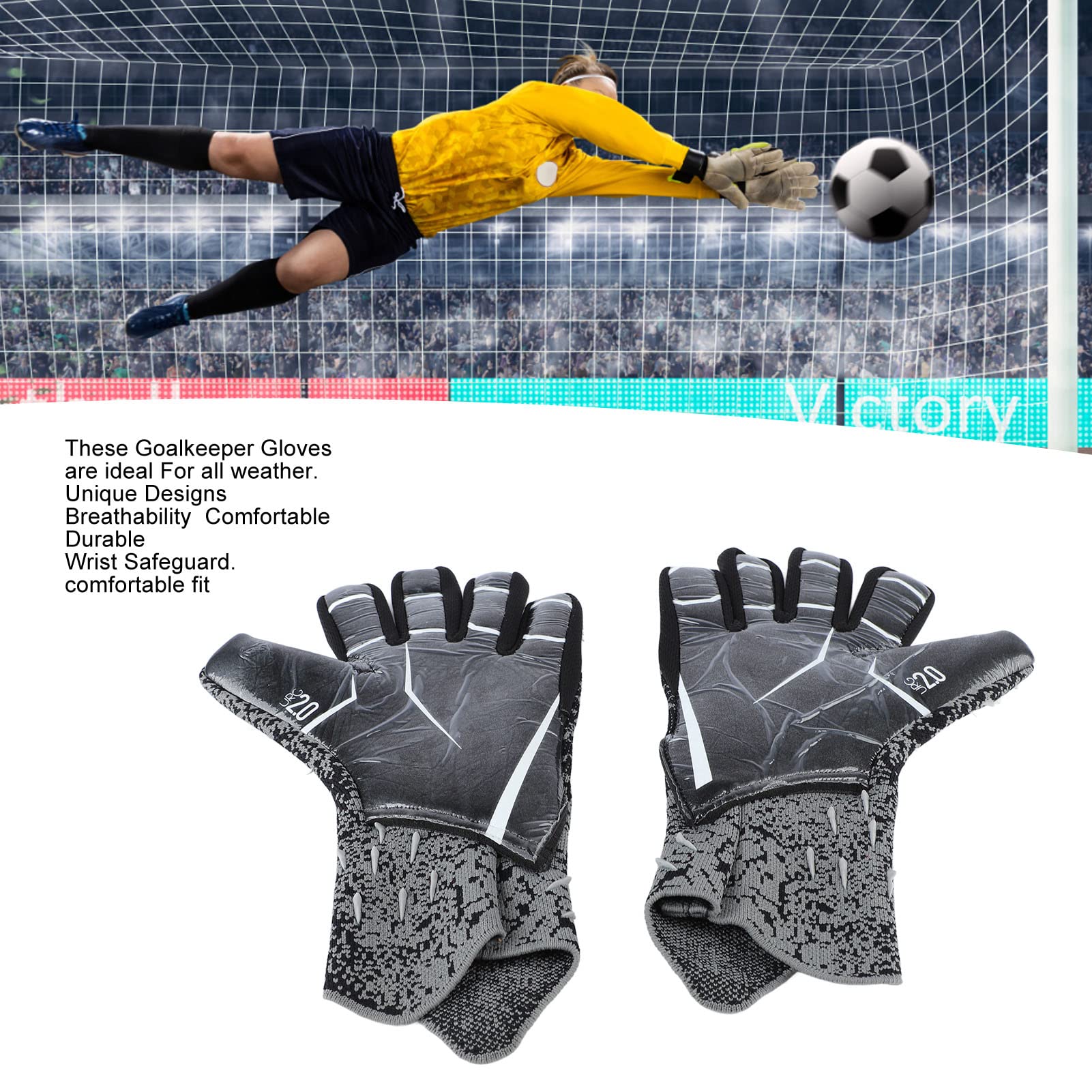 UBERSWEET® Professional Breathable Soccer Goalie Gloves - PU Leather Goalkeeper Gloves for Men & Women (Size L) - Perfect for Training, Matches & Outdoor Sports