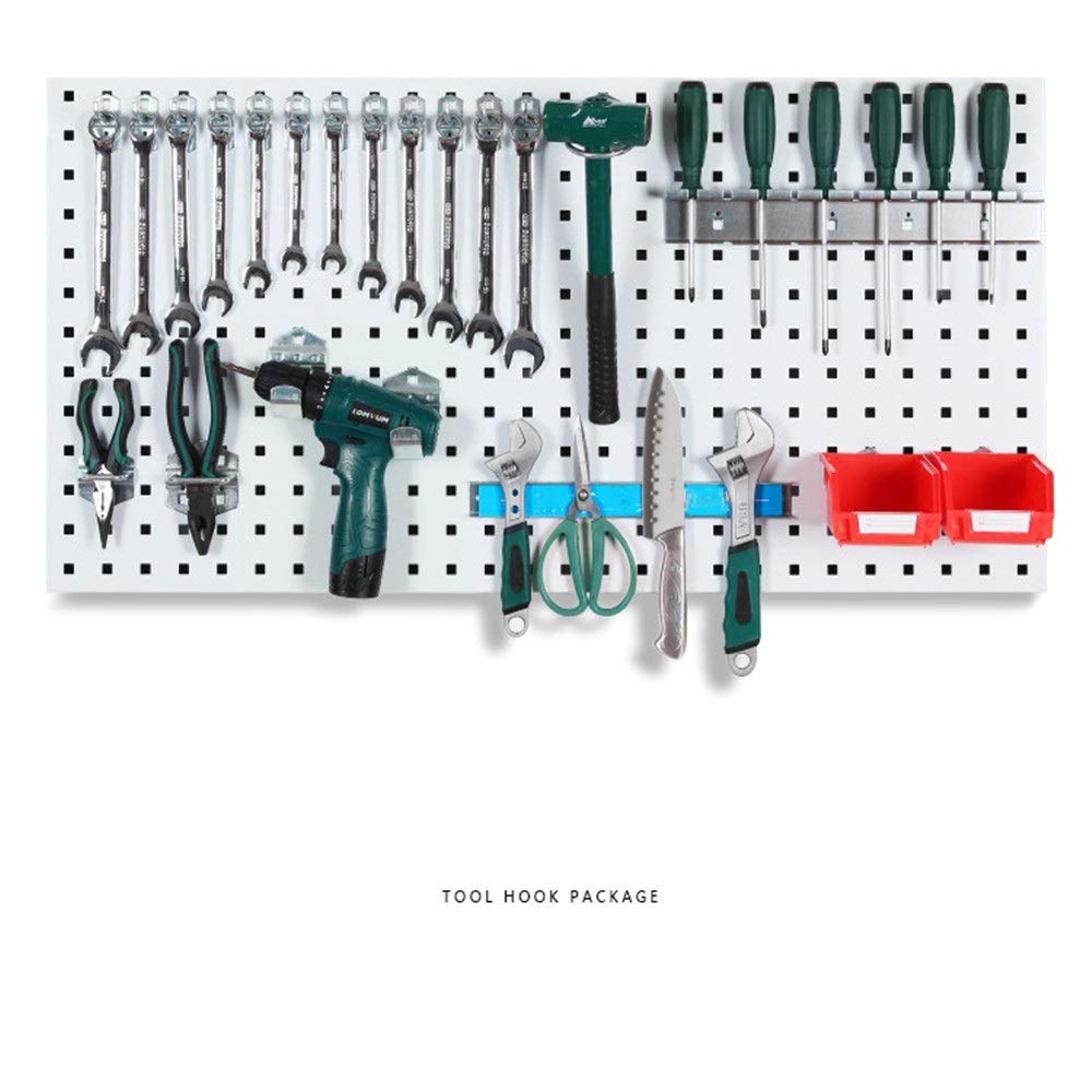 Steel Pegboard Hooks - Heavy Duty Metal Wall Mount Organizer with Square Holes for Tools Storage (100x50cm, Blue) - Perfect for Garage, Workshop & Home Organization