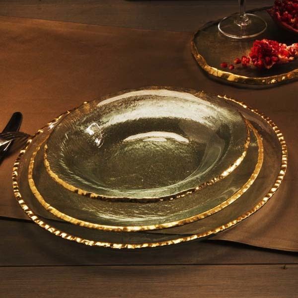 Elegant Gold Soup Bowls - Premium Ceramic Soup Bowls with Edge Design for Dining, Gifts & Home Decor - Perfect for Soup, Salad, Cereal & Party Serving