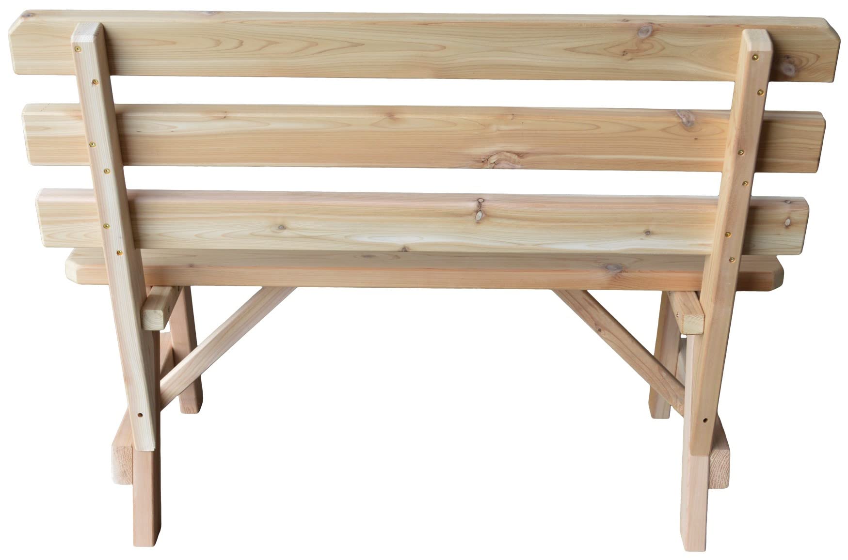 Furniture Barn USA 4ft Cedar Wood Traditional Backed Bench - Unfinished Solid Wood Garden Bench for Patio, Porch & Outdoor Decor
