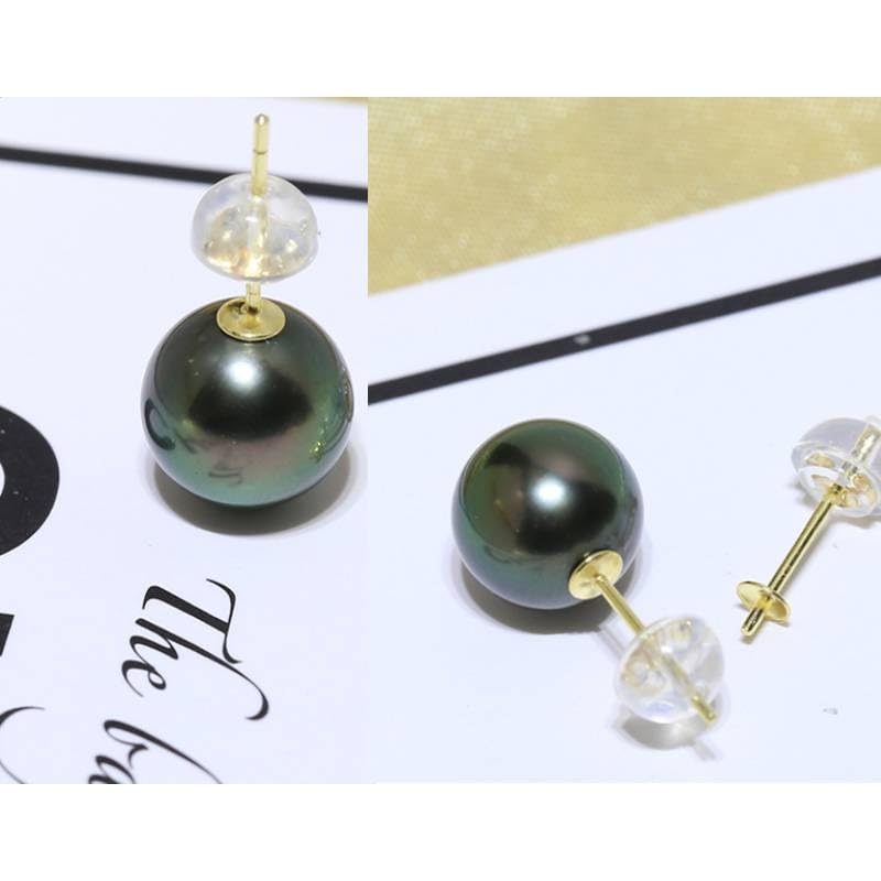 AAAA+ Grade Tahitian Black Pearl Earrings - 925 Silver & 18K Gold Plated Hypoallergenic Cultured Pearl Jewelry for Women | Perfect for Weddings, Parties & Special Occasions
