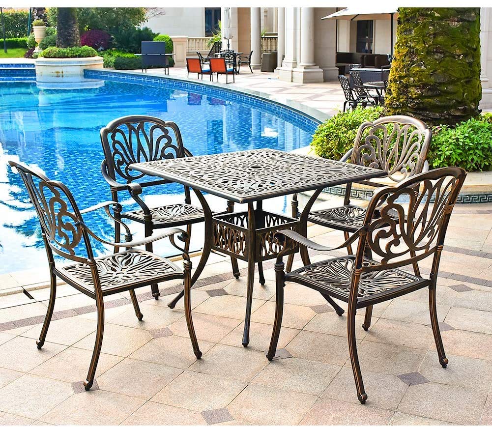 2-Piece Patio Bistro Chairs Set - Outdoor Dining Chairs with Cast Aluminum Frame & Antique Bronze Finish - Perfect for Home Patio, Garden, Deck, and Backyard Relaxation