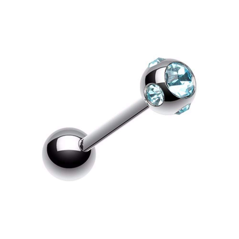 Aurora Gem Ball Steel Barbell Tongue Ring - Body Jewelry for Lip & Tongue Piercing | Perfect for Everyday Wear & Night Out