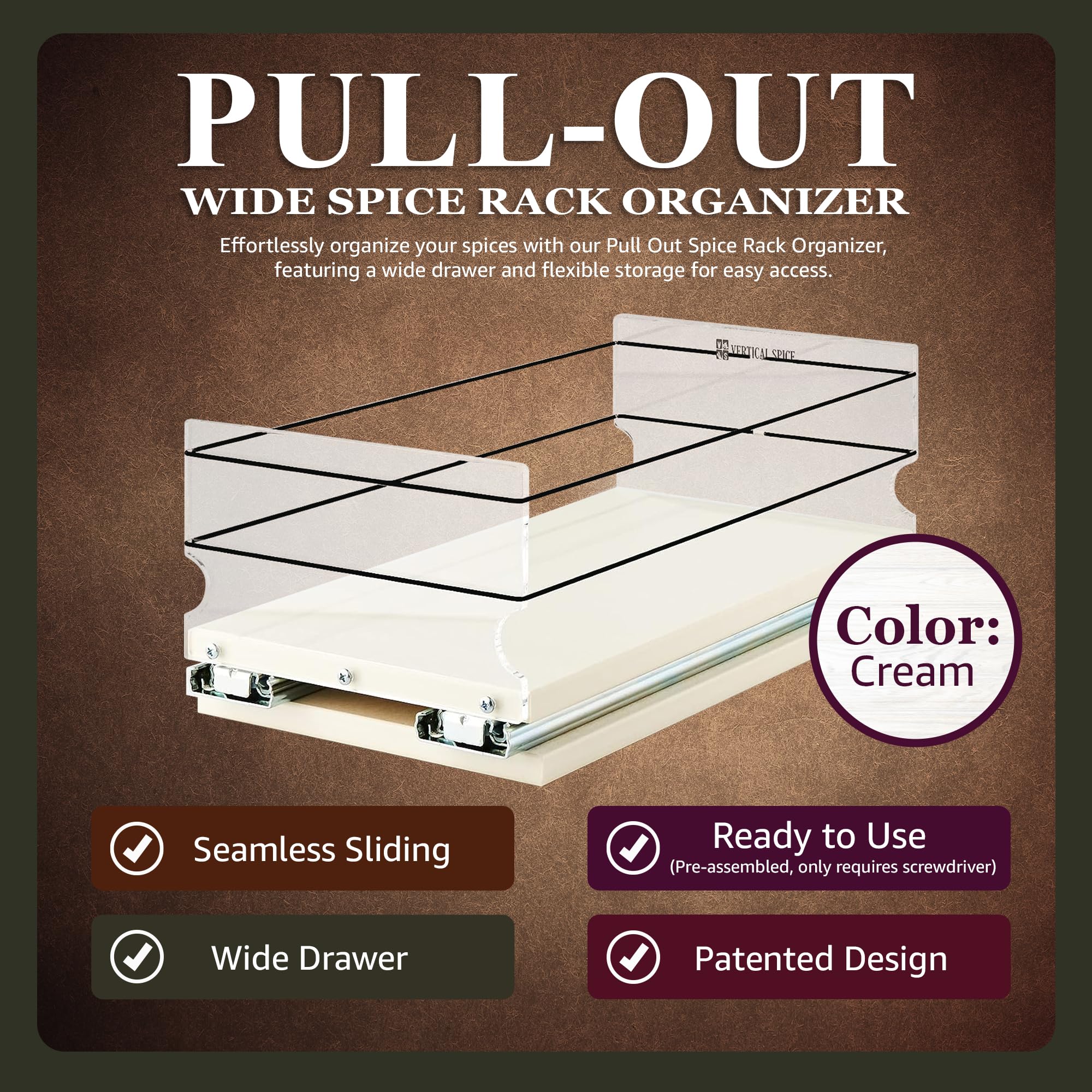 Heavy Duty Pull Out Spice Rack Drawer - 13.8